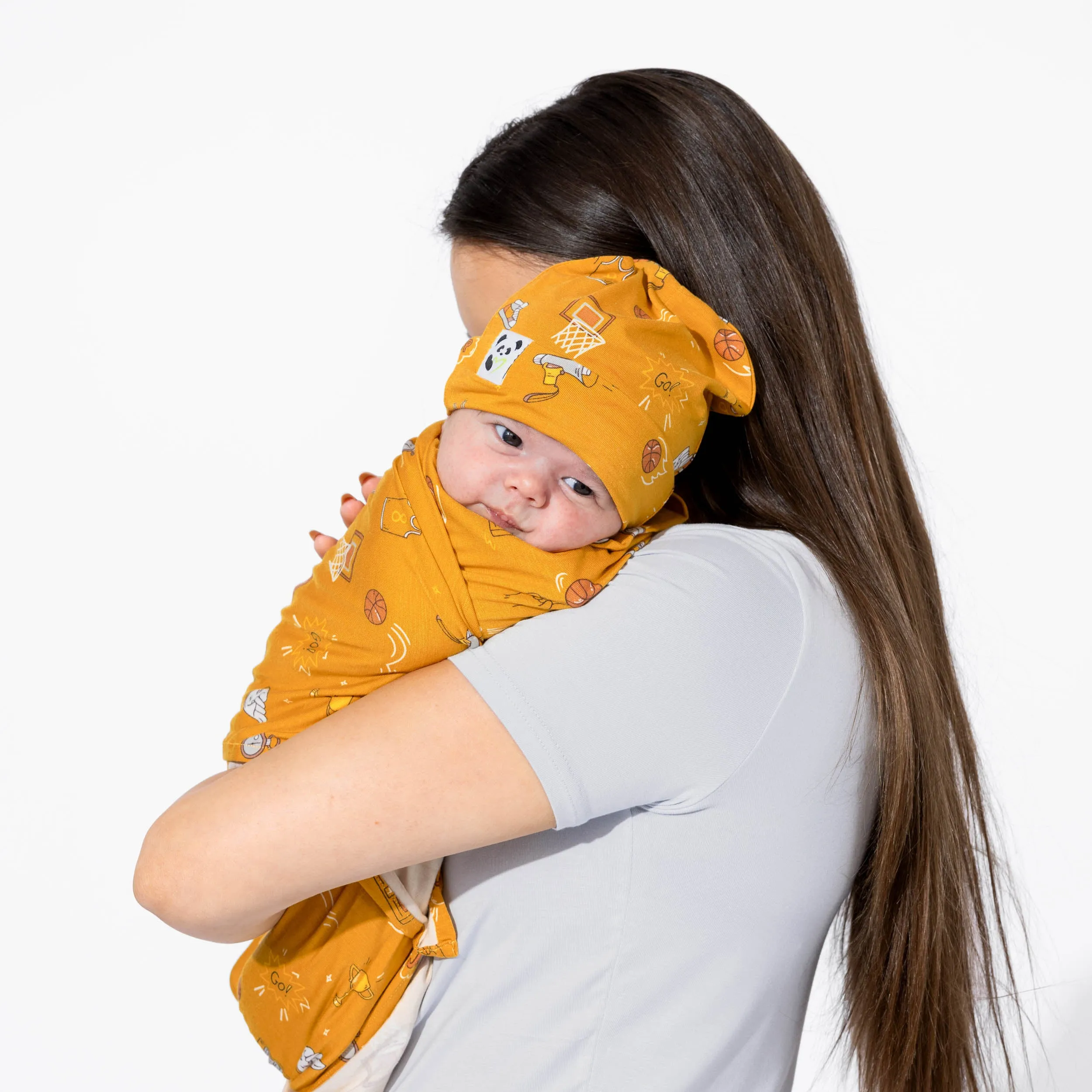 ---Basketball Bamboo Swaddle & Beanie Set--