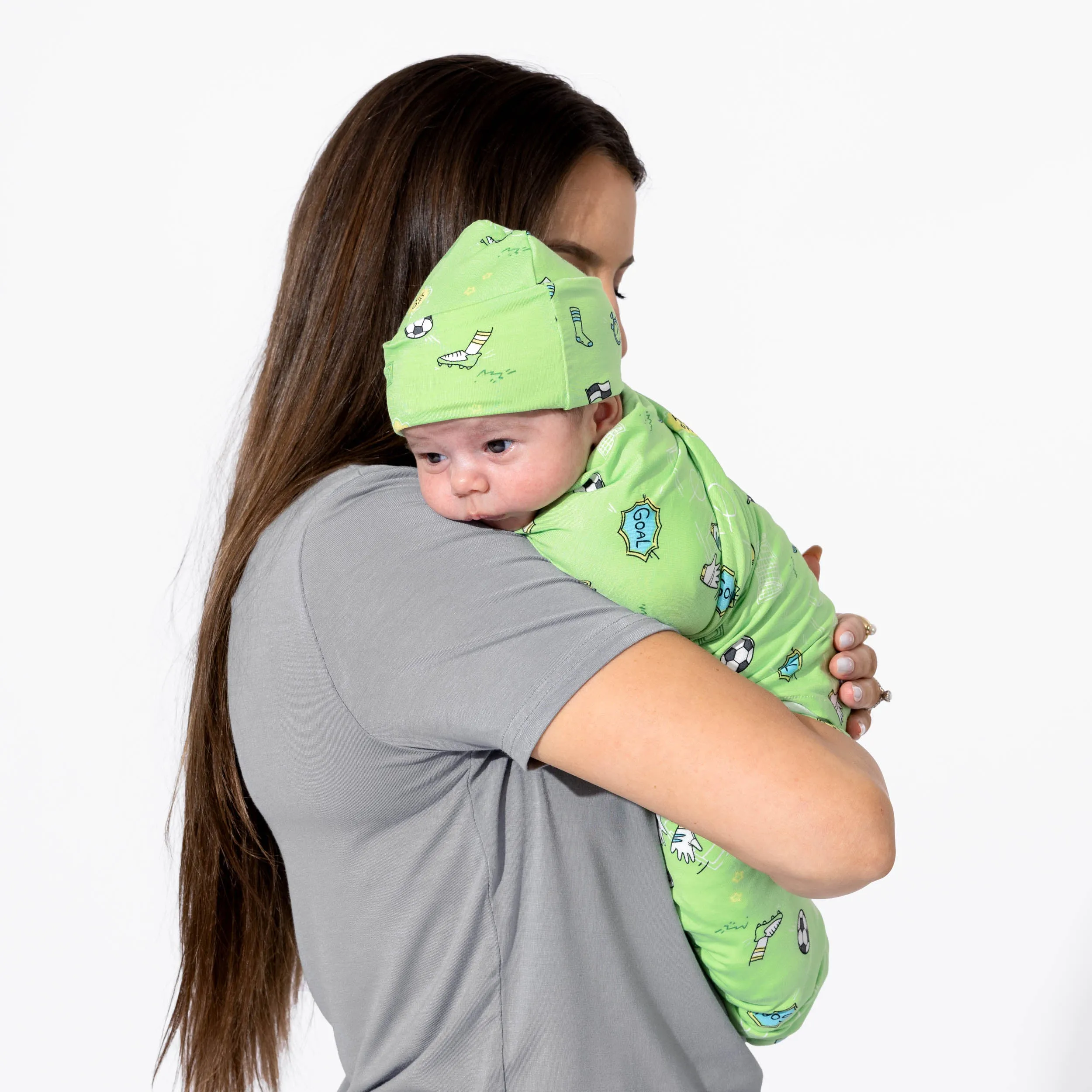 ---Soccer Bamboo Swaddle & Beanie Set--