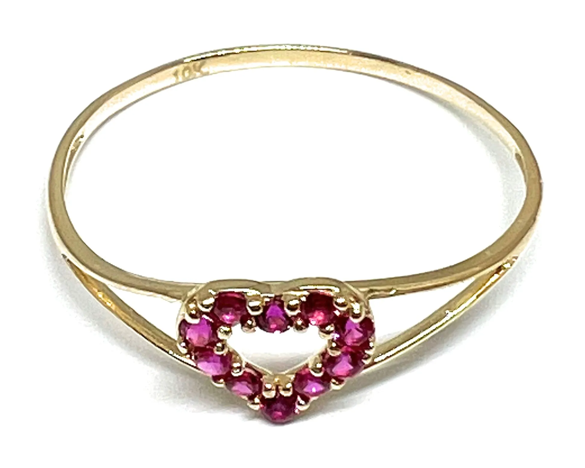 10k Solid Gold Dainty Heart Red CZ Ring (FC 149)