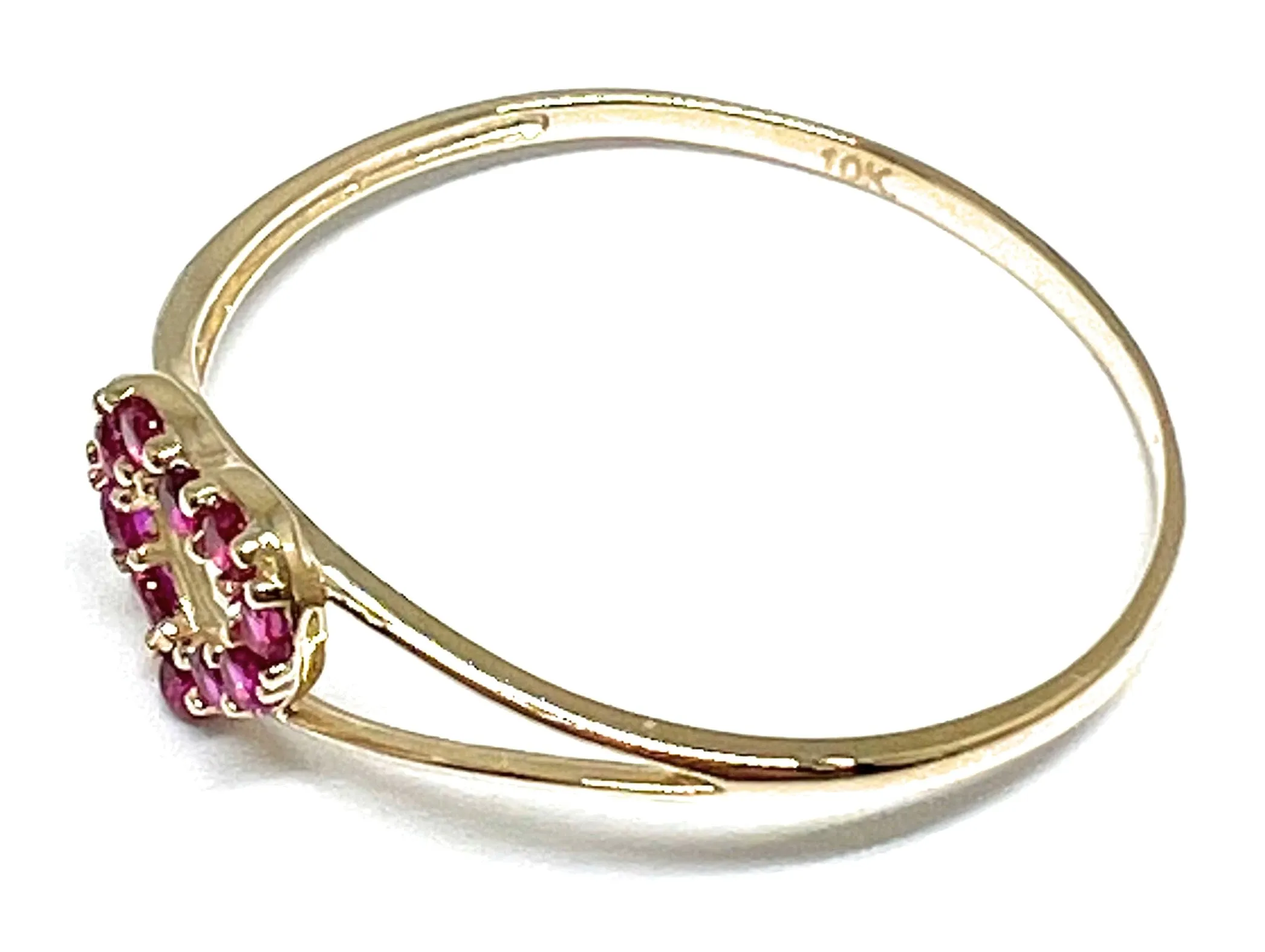 10k Solid Gold Dainty Heart Red CZ Ring (FC 149)