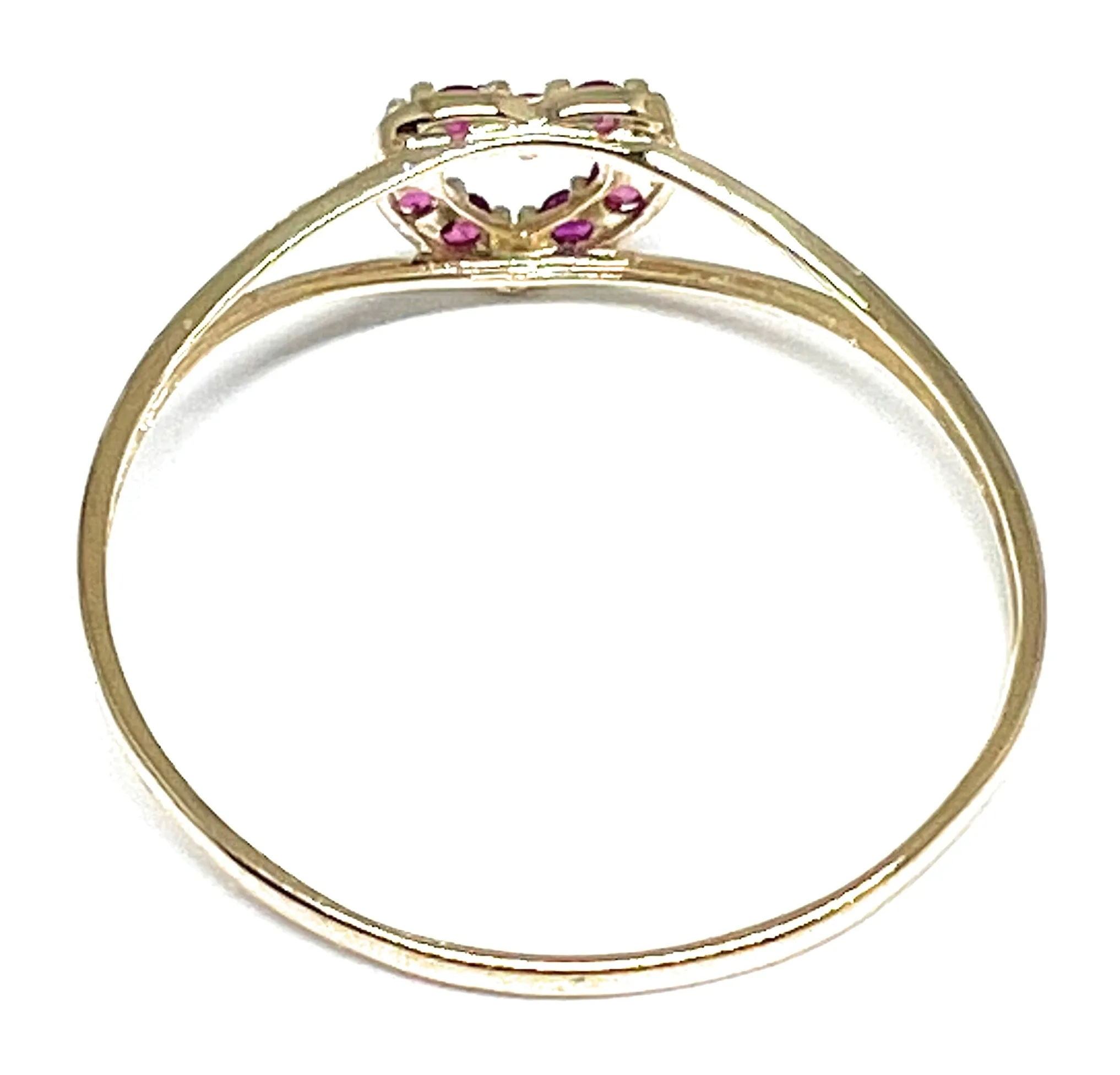 10k Solid Gold Dainty Heart Red CZ Ring (FC 149)