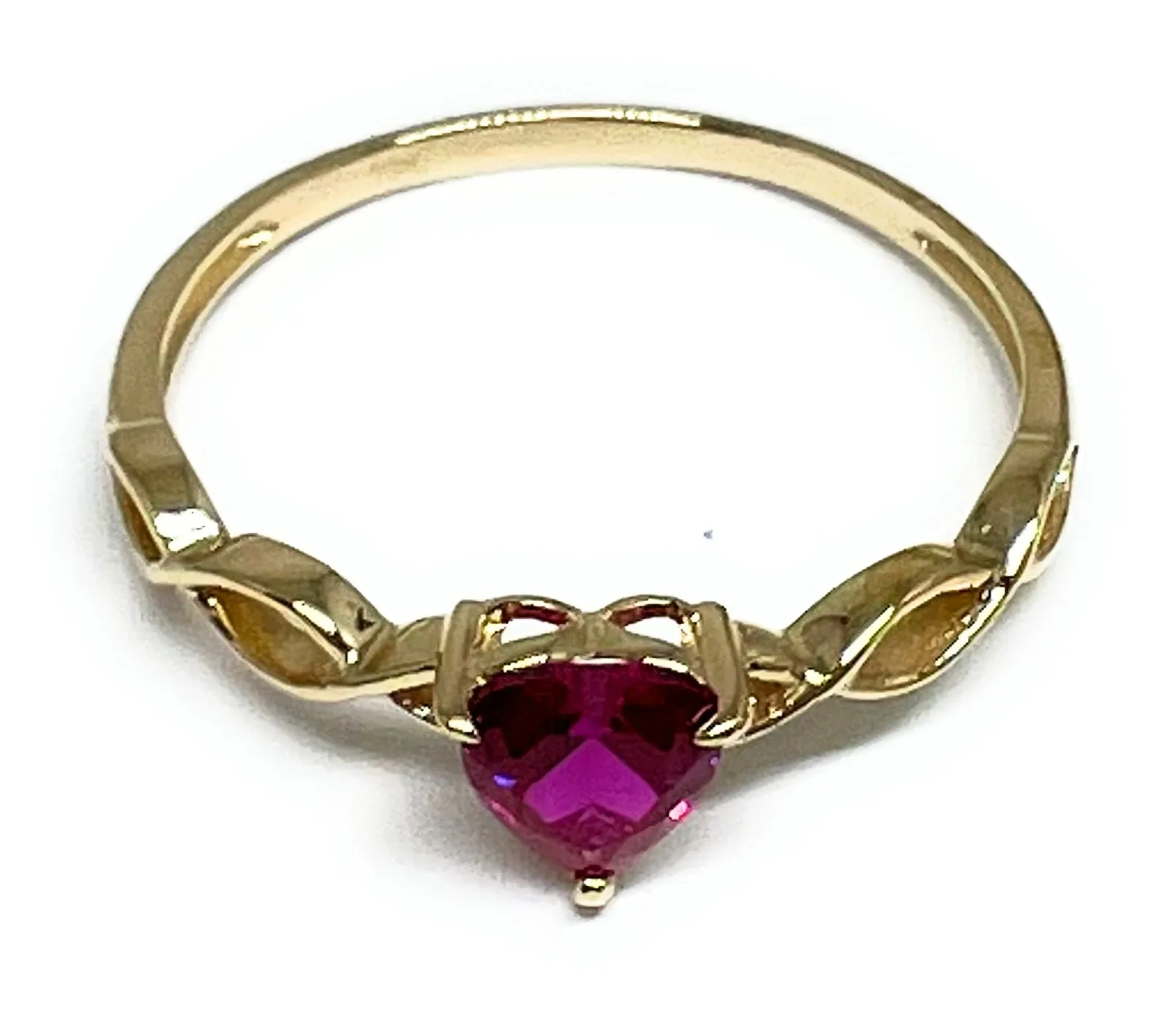 10k Solid Gold Heart Red CZ Ring (FC 155)