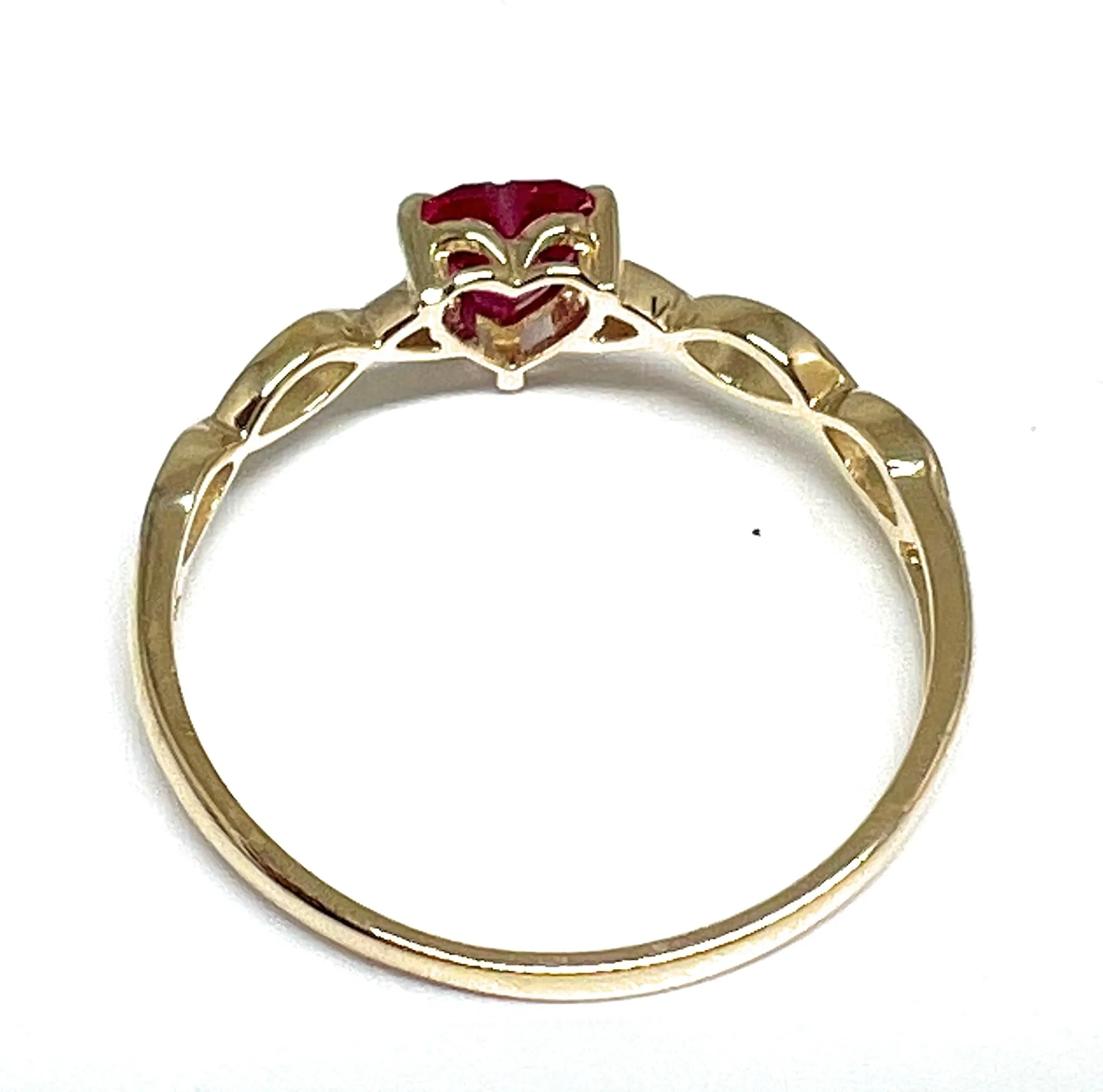 10k Solid Gold Heart Red CZ Ring (FC 155)