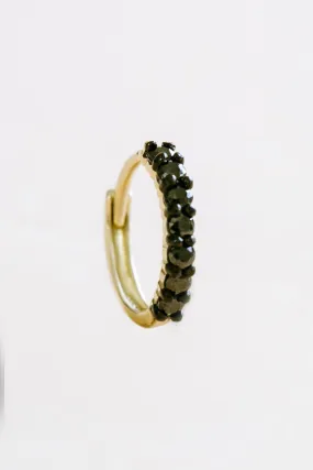 14K Solid Gold Black Cz Round Piercing Earring Ear Hoop Ring