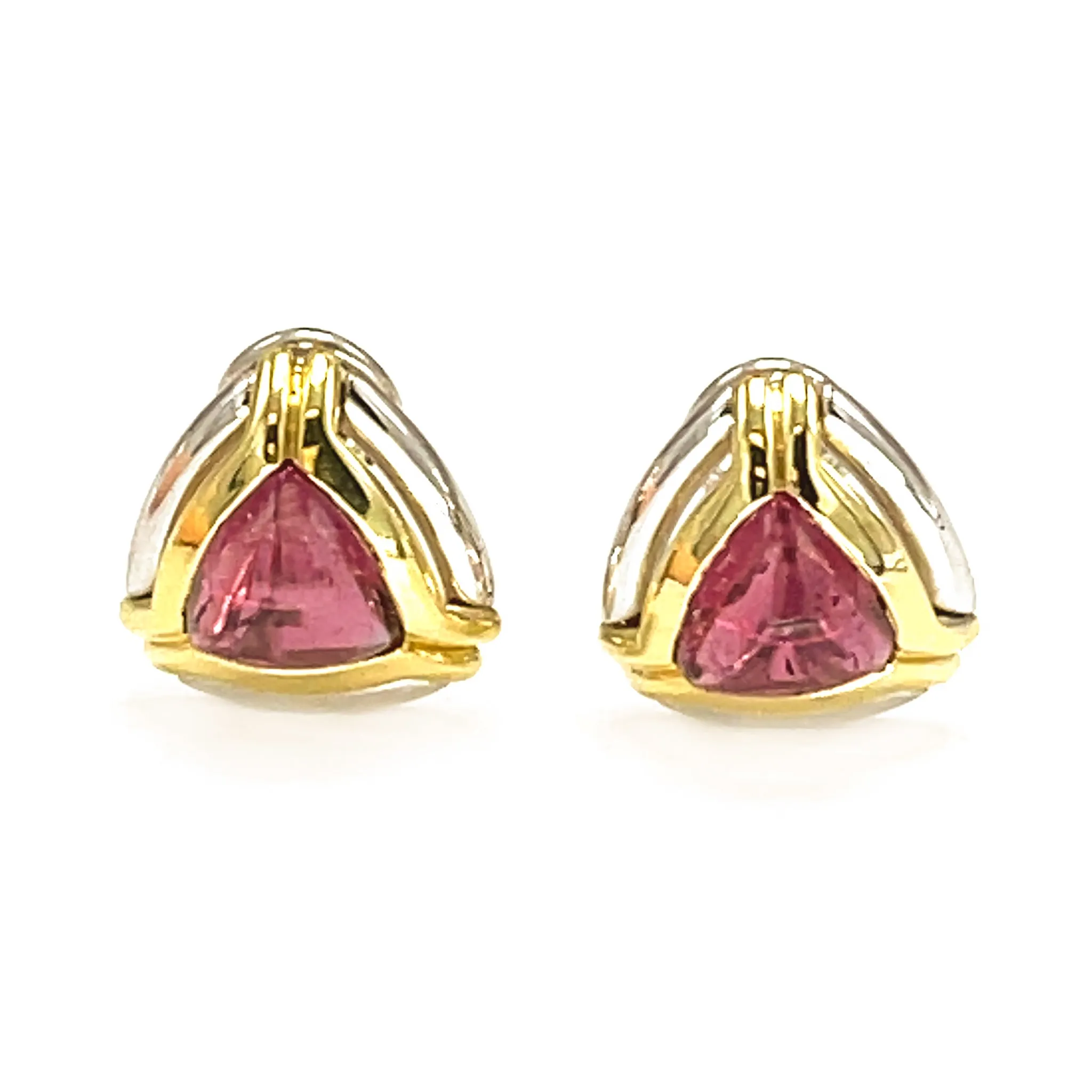 18k Two Tone Pink Tourmaline Earrings