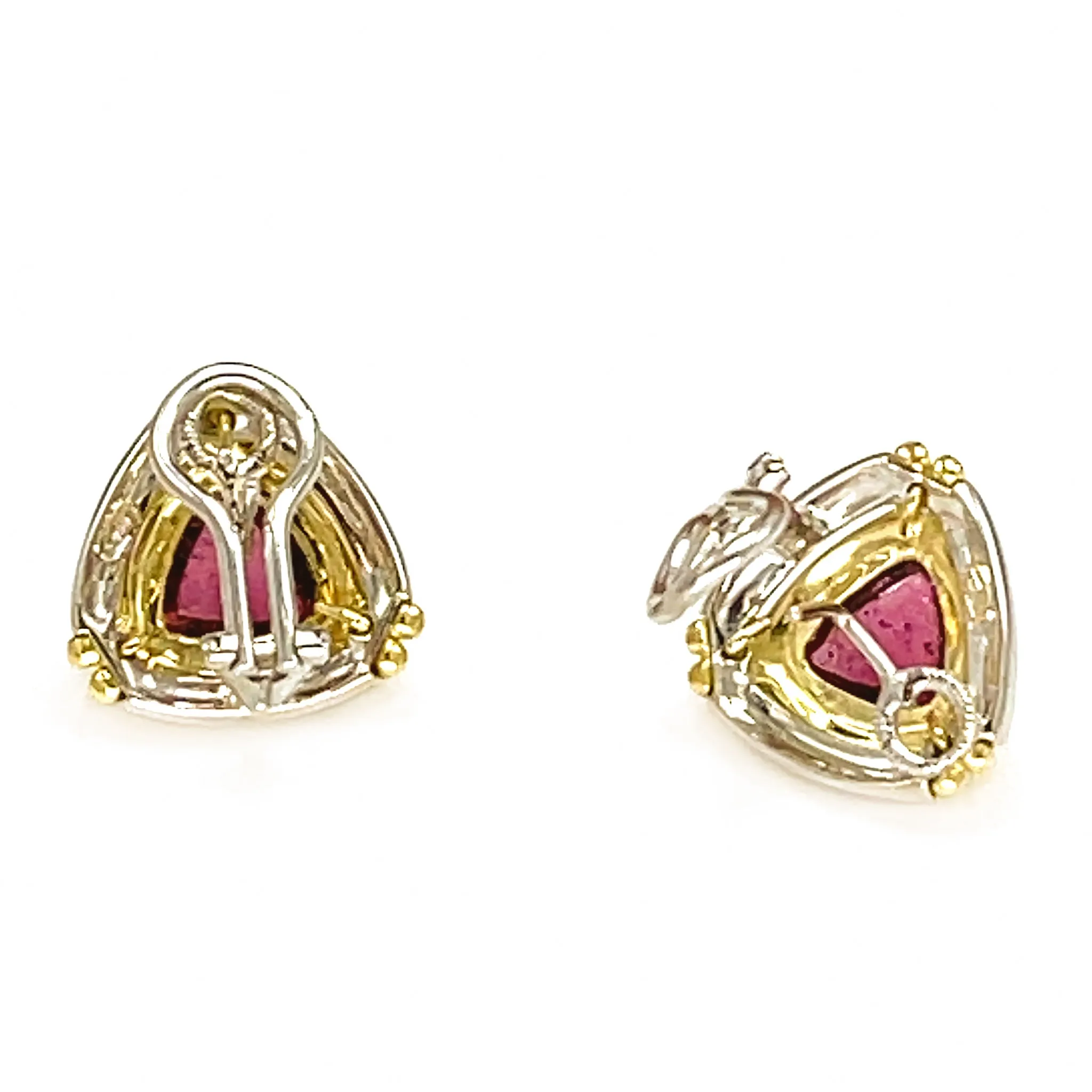 18k Two Tone Pink Tourmaline Earrings