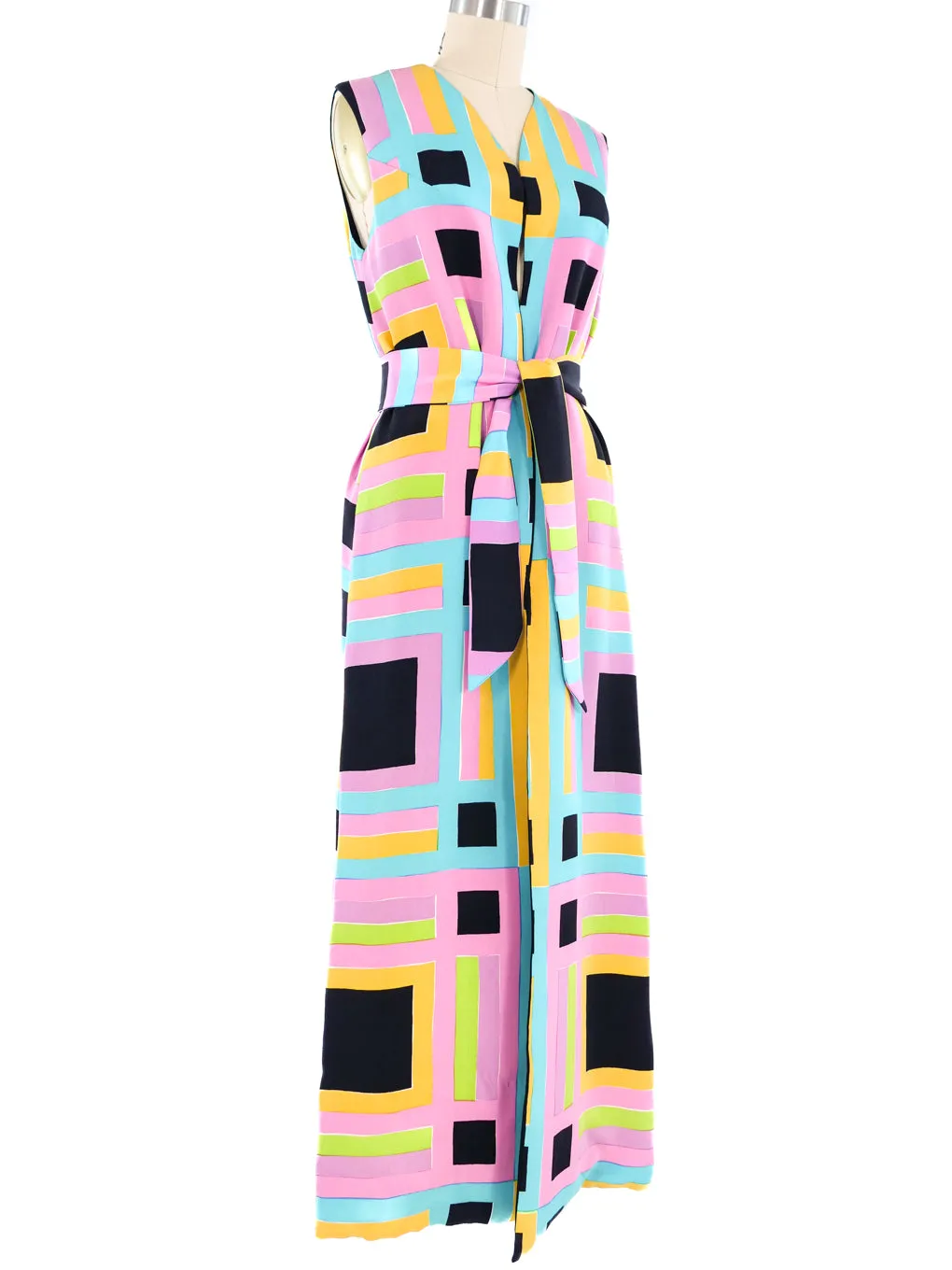 1960s Geometric Printed Maxi Vest