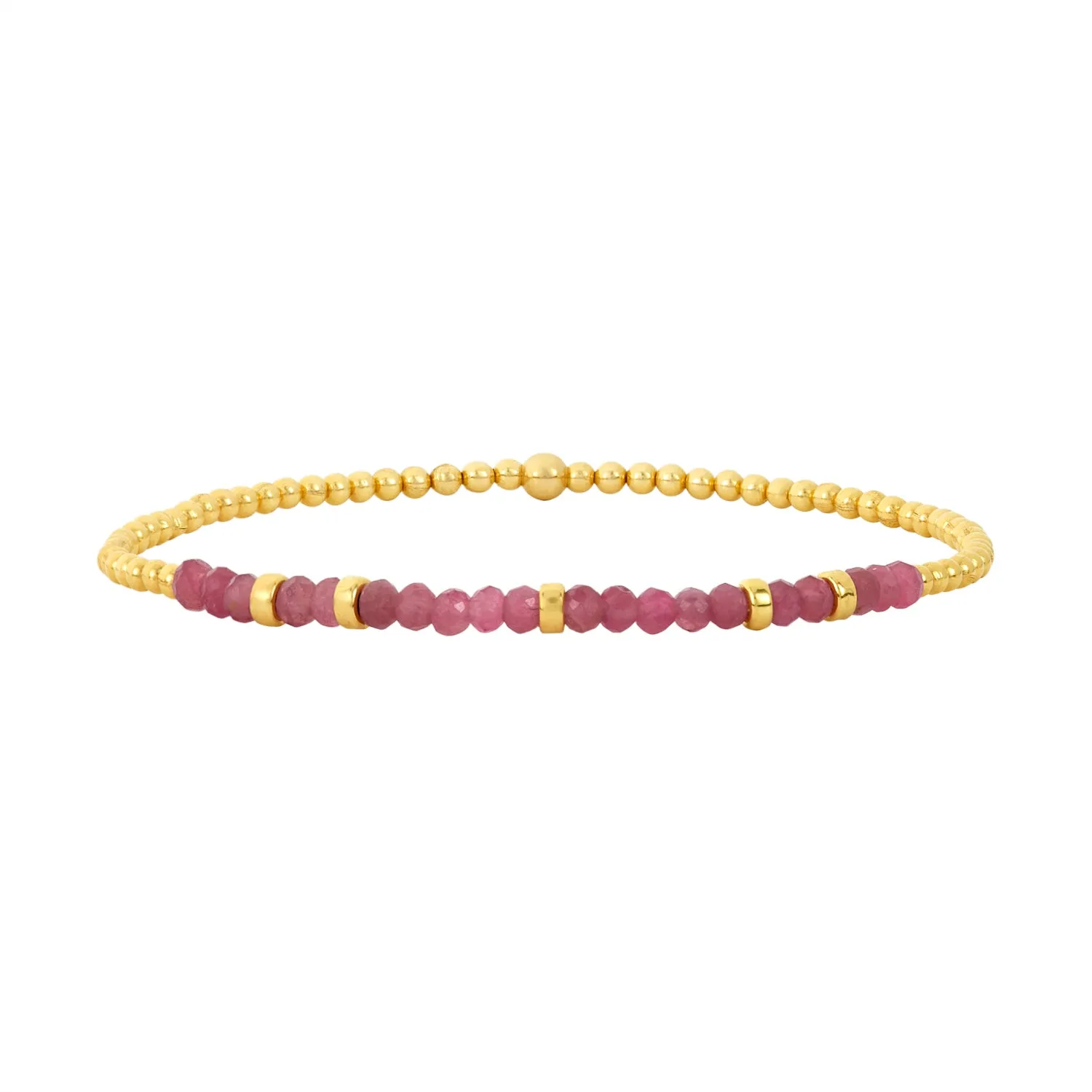 2mm Signature Bracelet with Pink Tourmaline and Rondelles