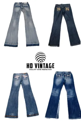 #390 Ladies Y2K Embroided Flared Jeans - 23 pcs