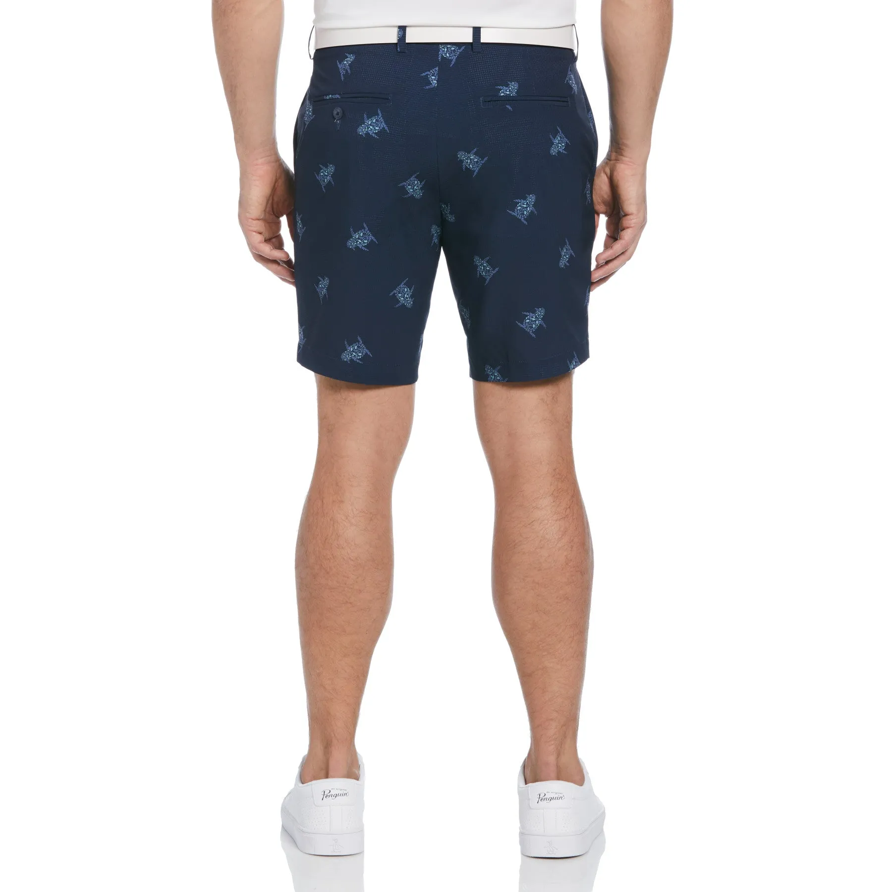 60s Floral Pete Print 8 Golf Shorts In Black Iris