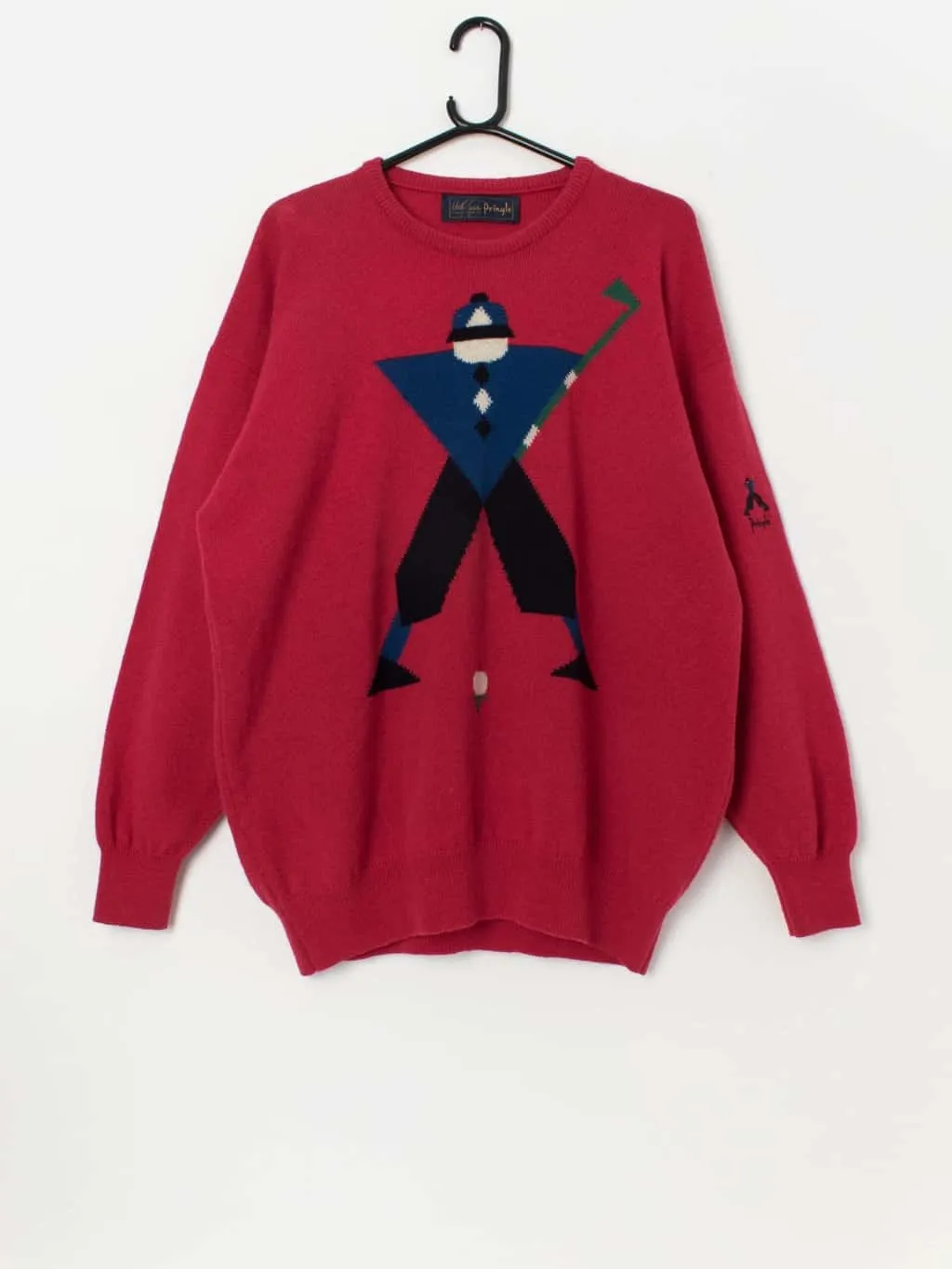 90s vintage Nick Faldo Pringle golf jumper in red – Large / XL