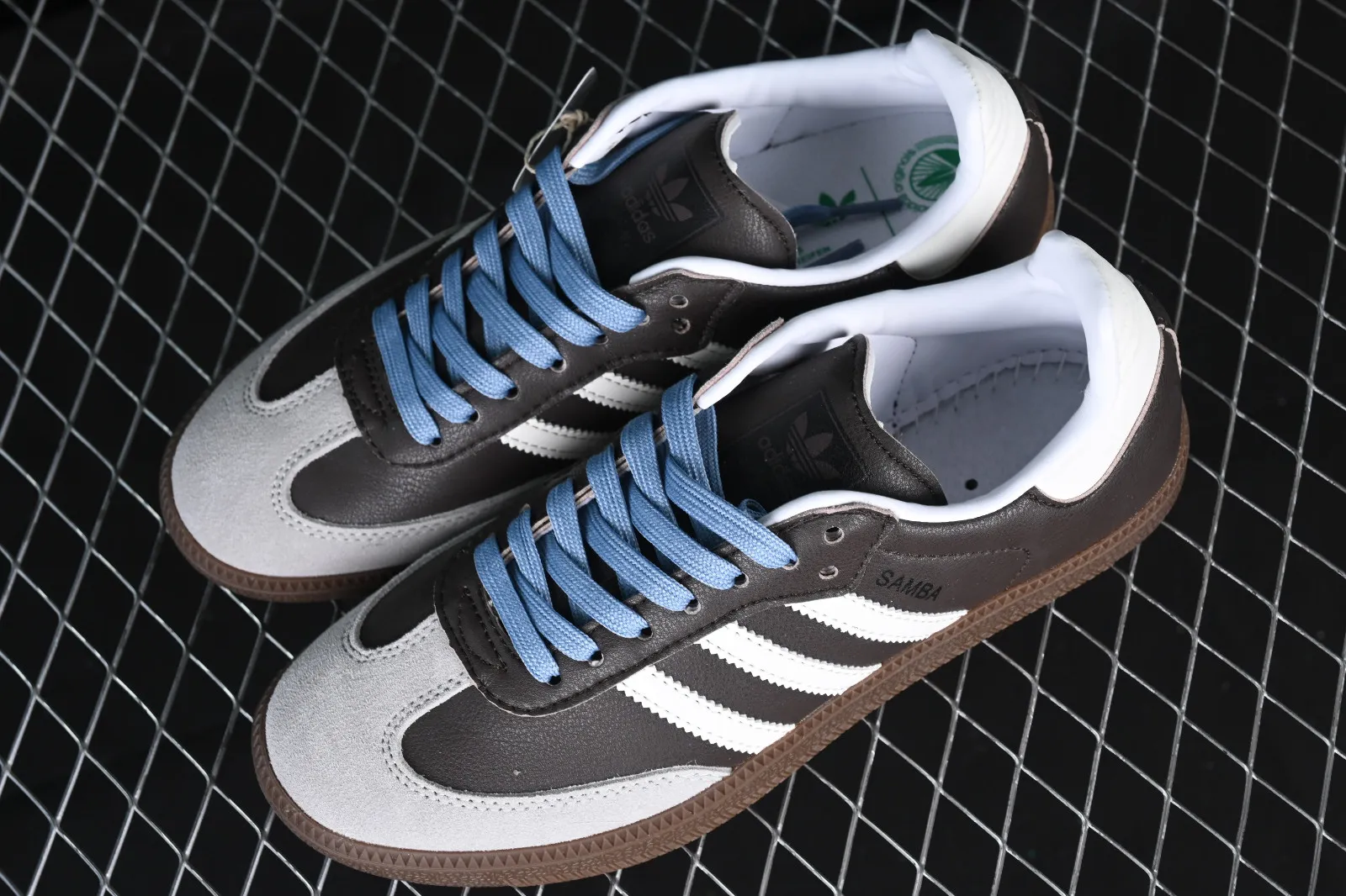 Adidas Samba Vegan Dark Brown Cloud White Blue GP8377