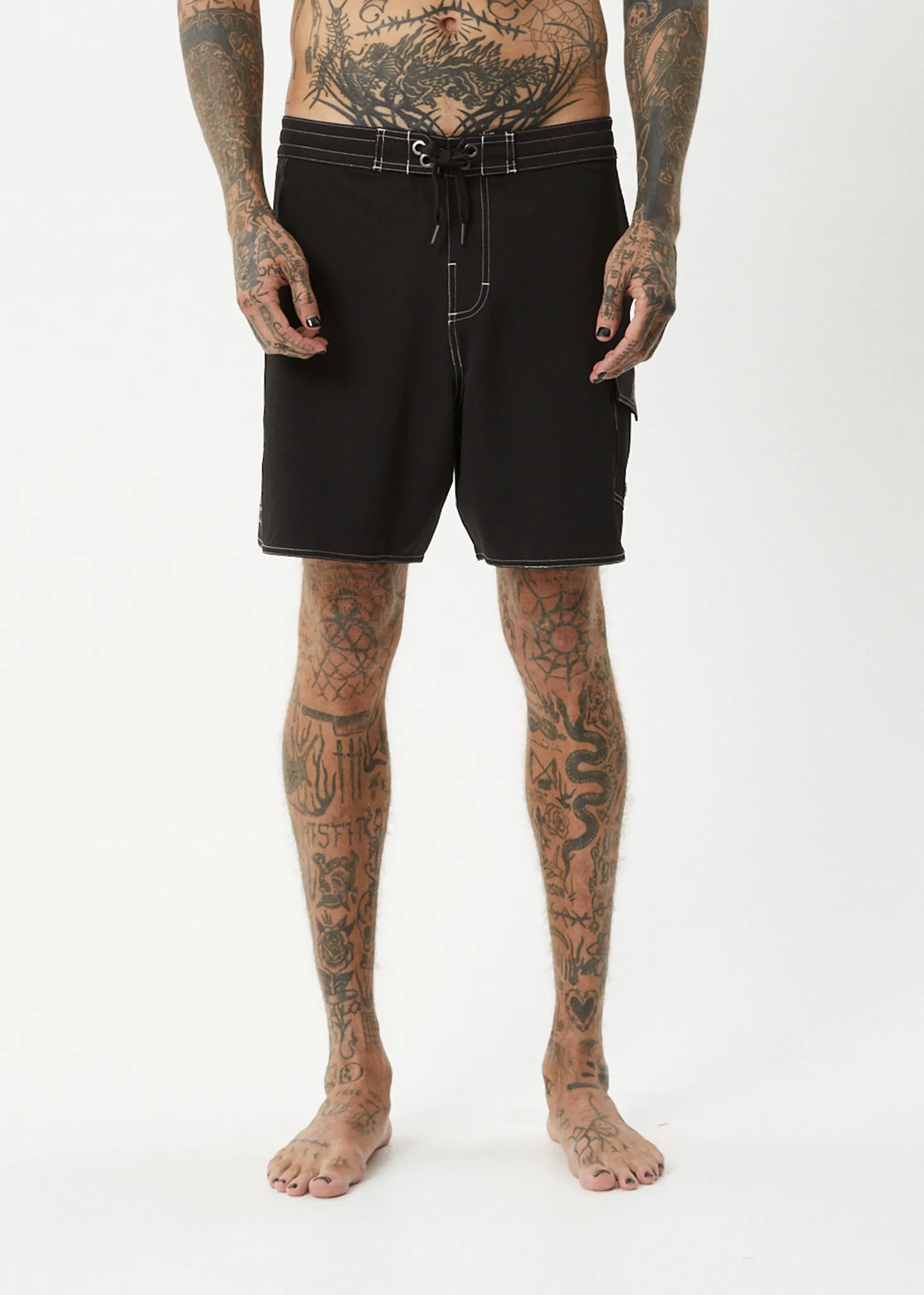 AFENDS Mens Crashed Out - Surf Related Boardshorts 18 Inch - Black