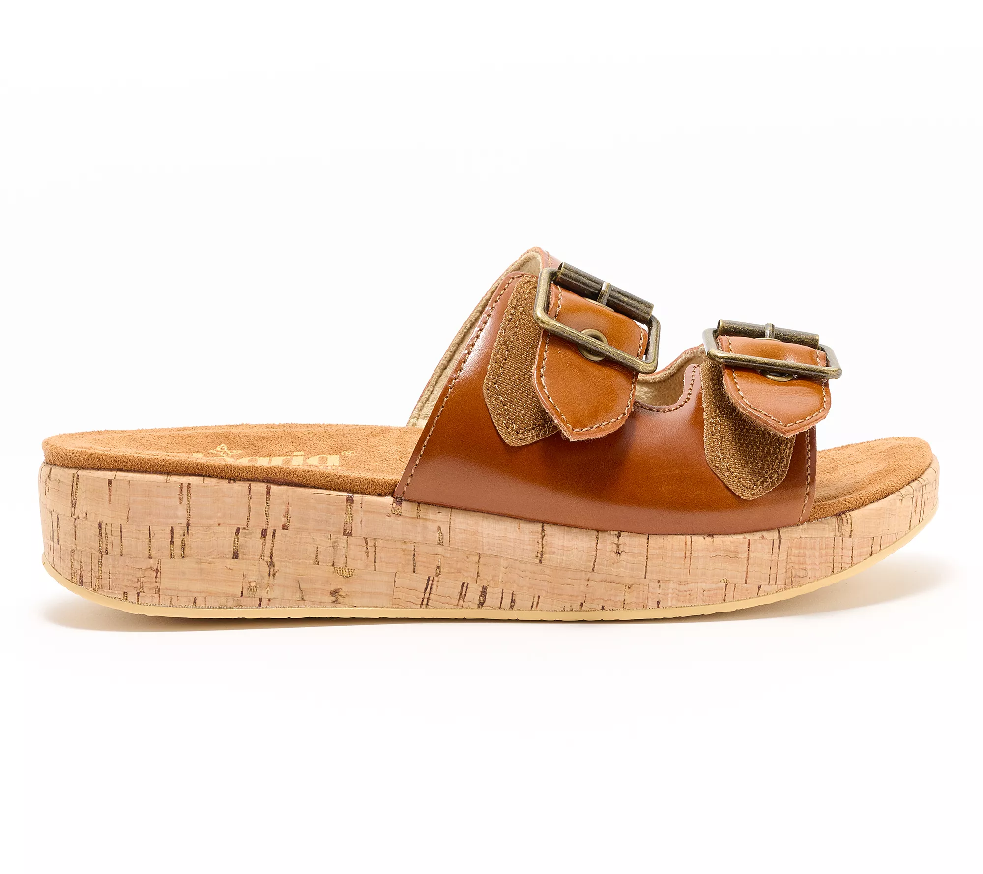 Alegria Leather Double Buckle Slide Sandals - Mistie