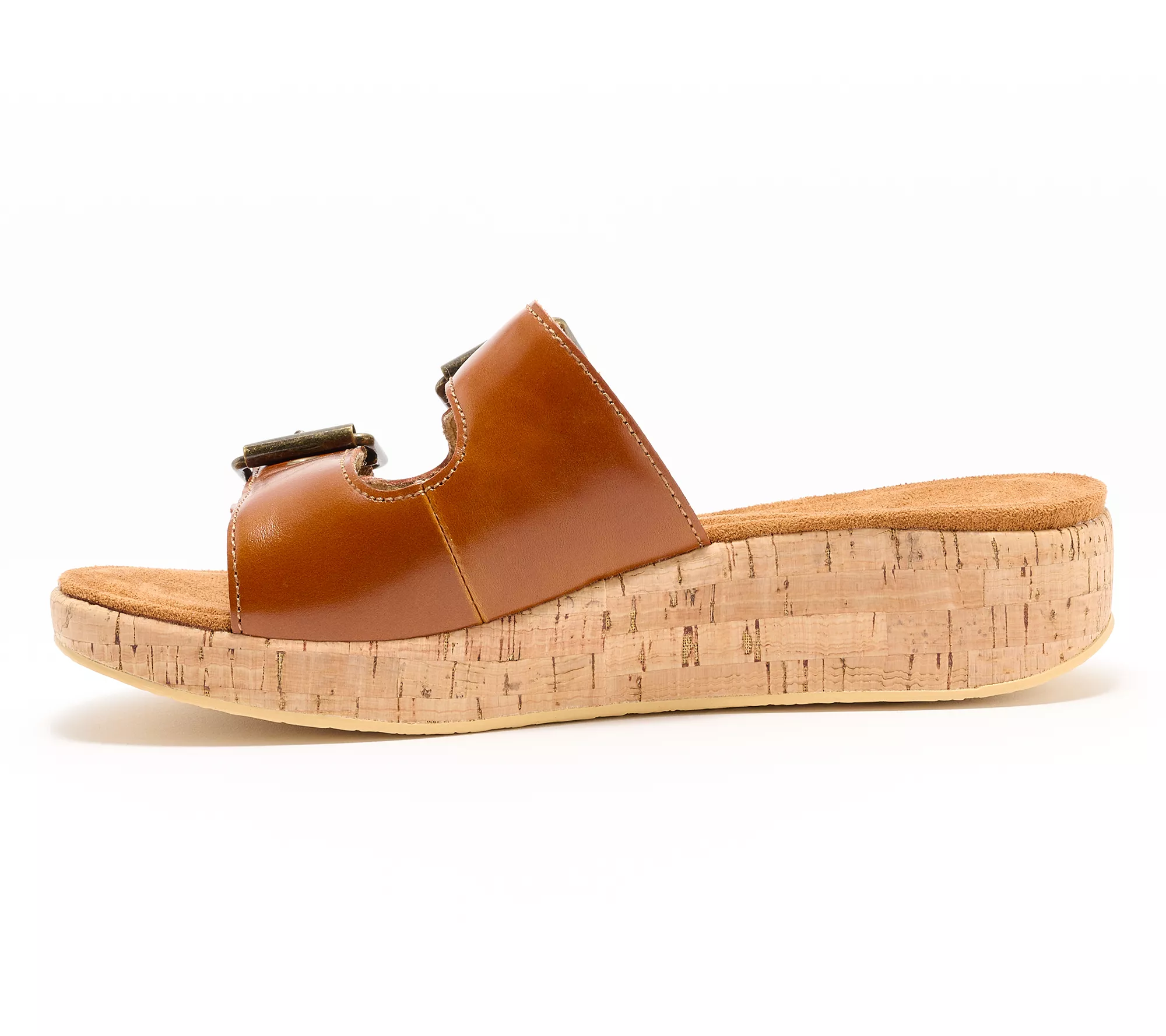 Alegria Leather Double Buckle Slide Sandals - Mistie