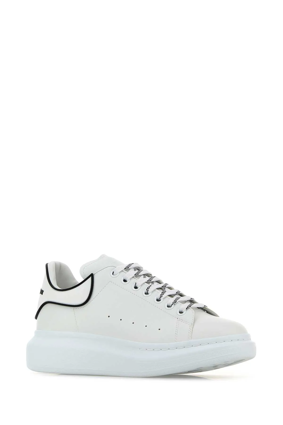 Alexander Mcqueen White Leather Sneakers With White Leather Heel