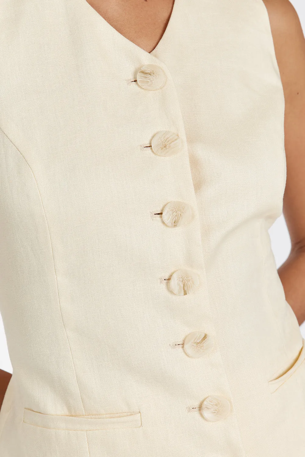 ALONDRA LEMON LINEN VEST
