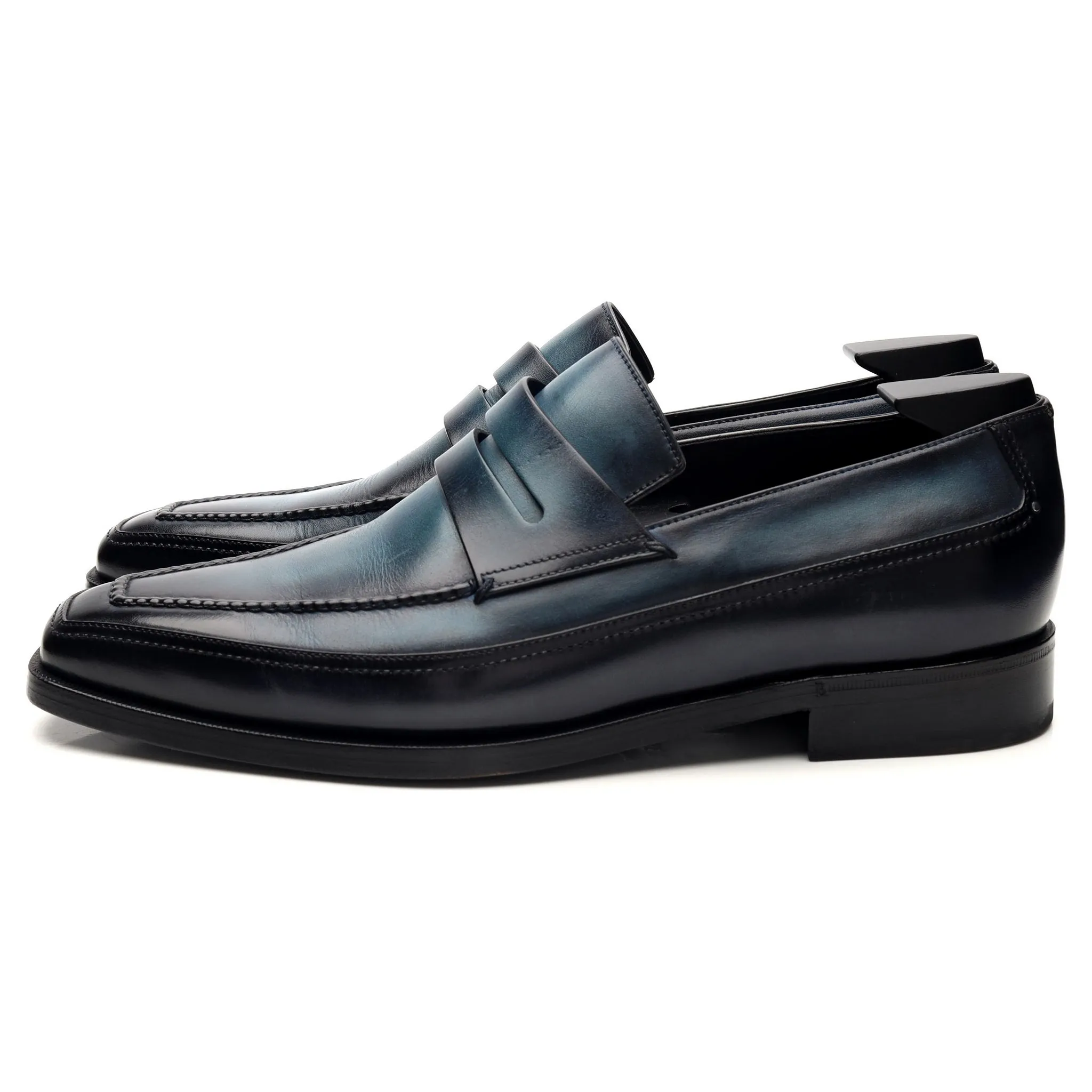 'Andy' Navy Blue Leather Loafers UK 8.5