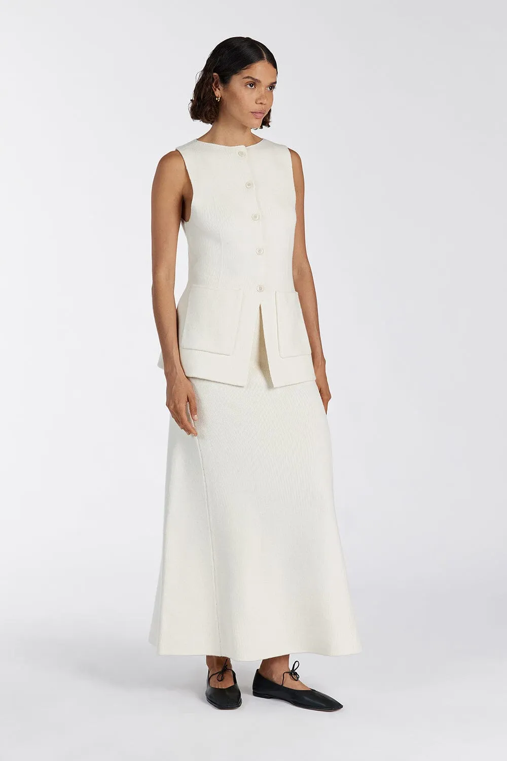 AVA CREAM LONGINE KNIT VEST