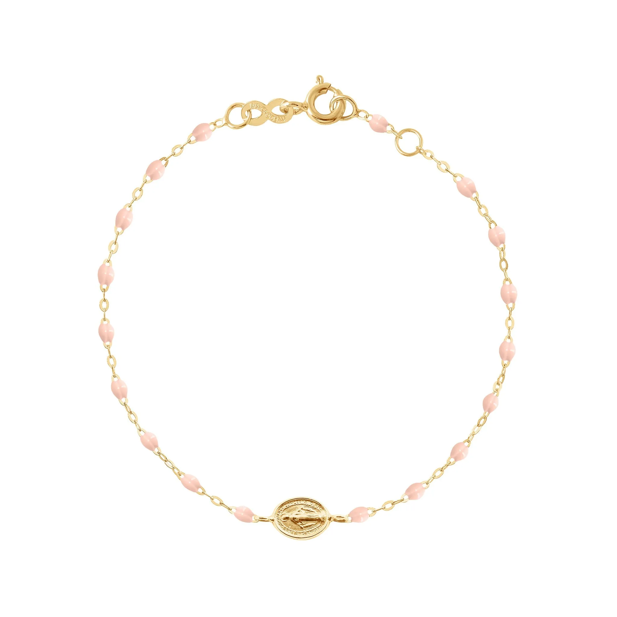 Baby Madone Charm Classic Gigi Baby Pink bracelet, Yellow Gold, 5.1