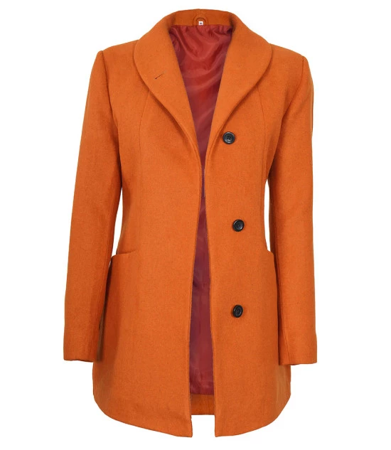 Barbara Women's 3/4 Length Rust Wool Overcoat