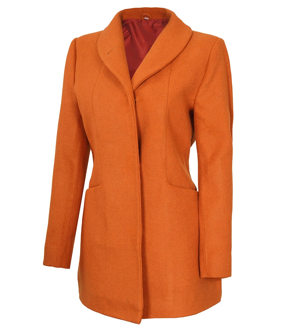 Barbara Women's 3/4 Length Rust Wool Overcoat