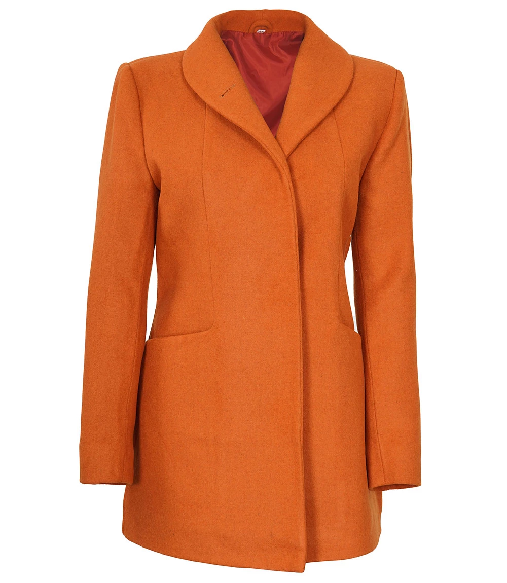 Barbara Women's 3/4 Length Rust Wool Overcoat