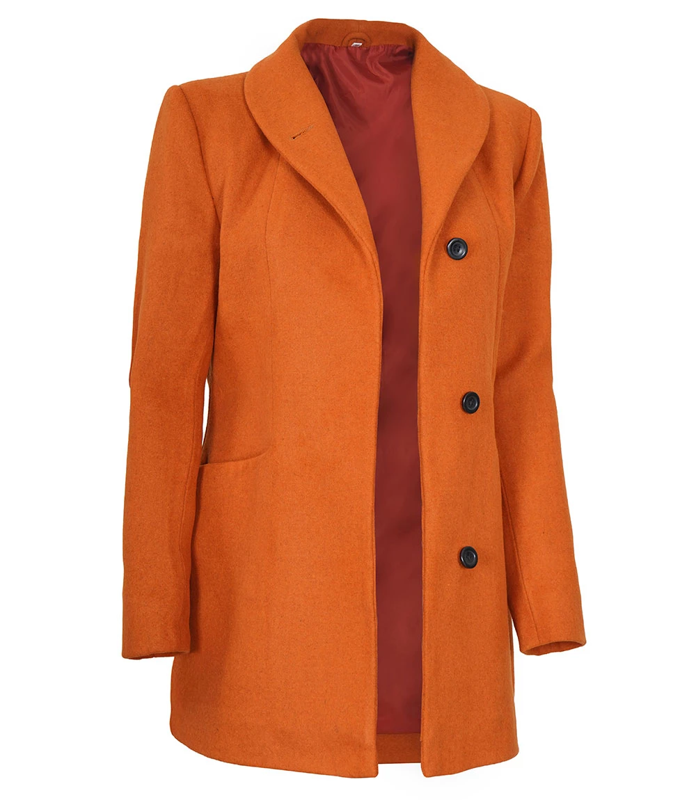 Barbara Women's 3/4 Length Rust Wool Overcoat