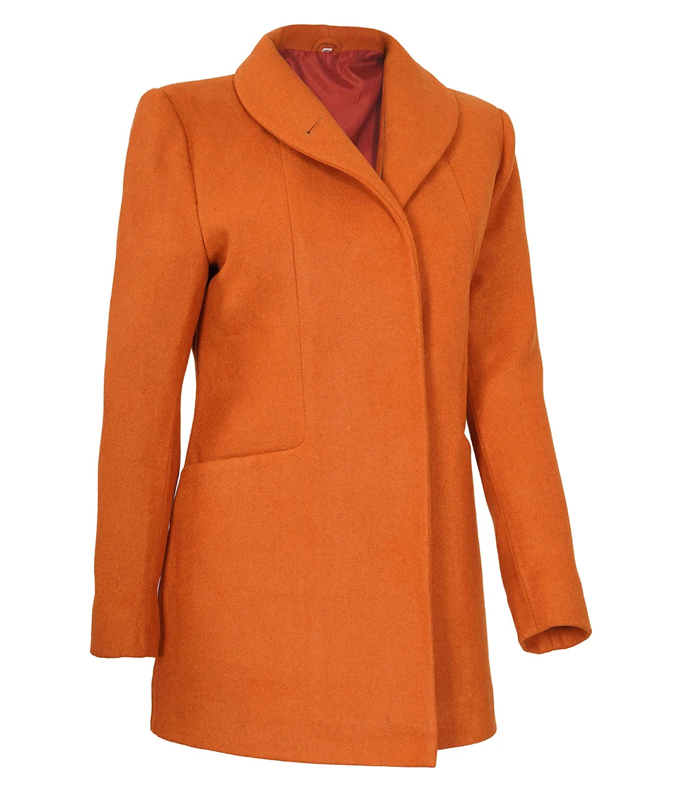 Barbara Women's 3/4 Length Rust Wool Overcoat