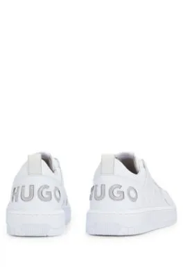 Basketball-inspired lace-up trainers with bubble branding