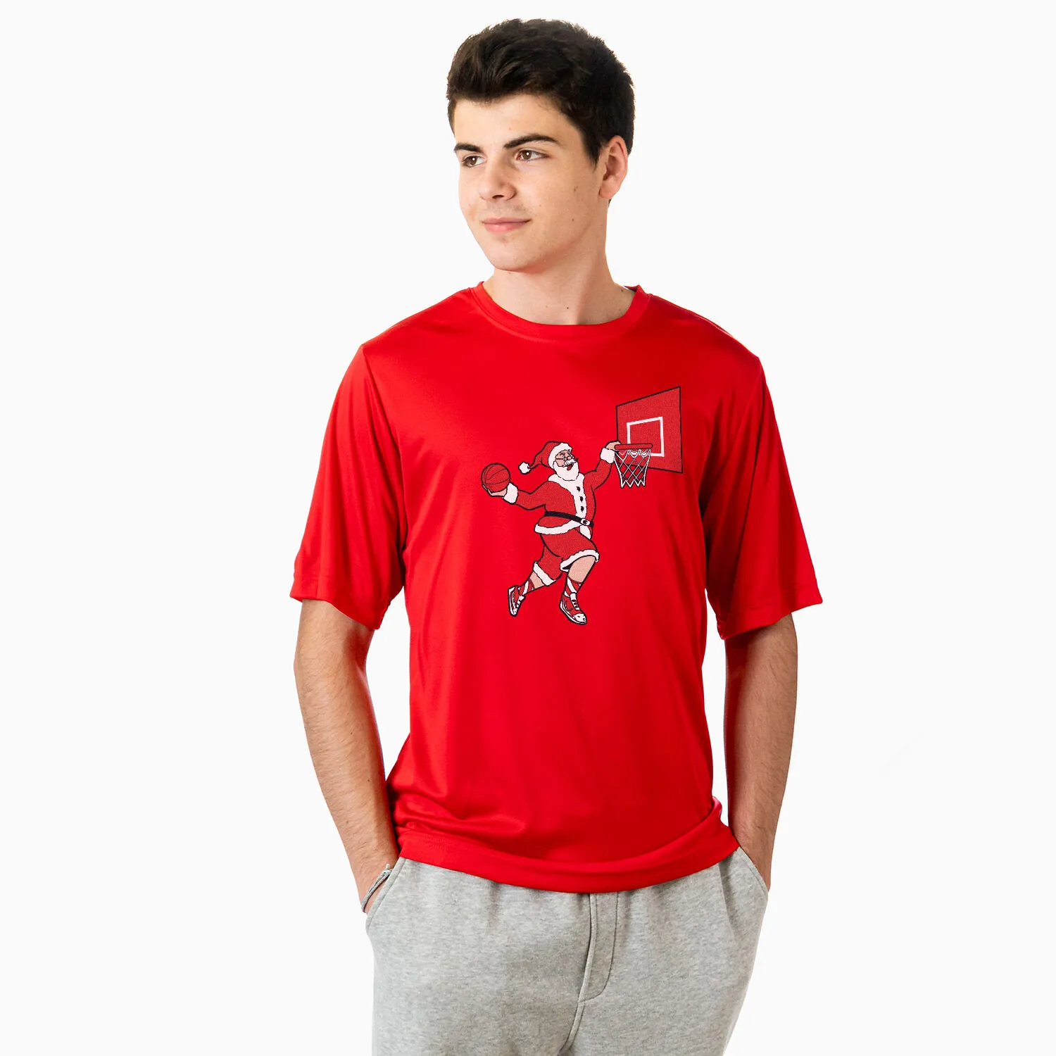 Basketball Short Sleeve Performance Tee - Slam Dunk Santa 