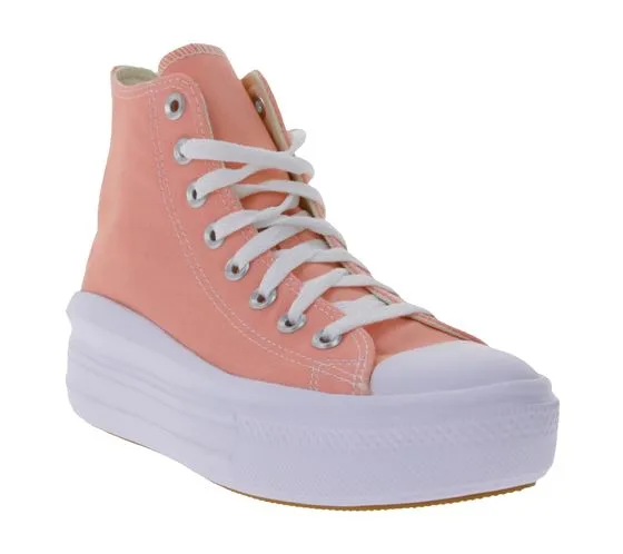Baskets montantes pour femmes Converse Chuck Taylor All Star Move en toile abricot ou rose