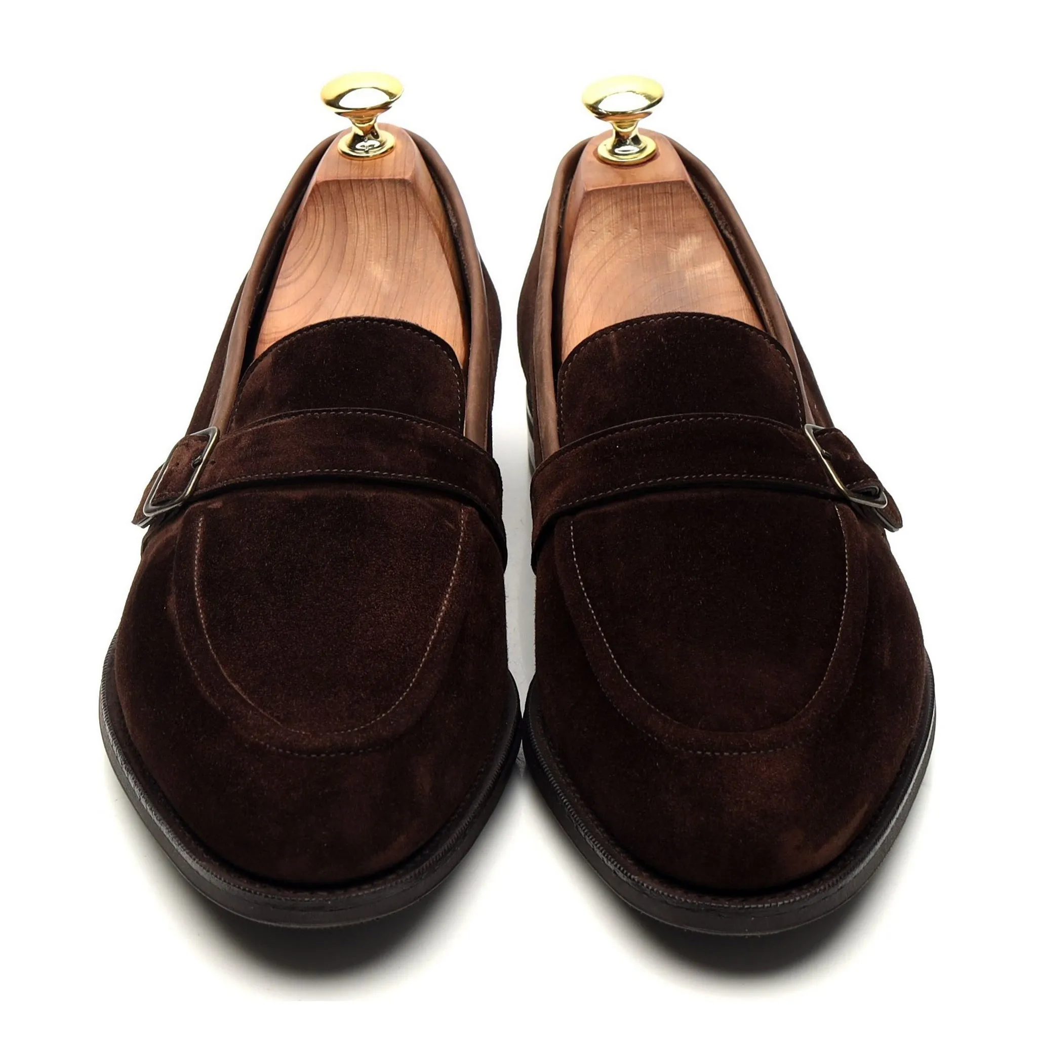 'Bath' Dark Brown Suede Monk Strap Loafers UK 8.5 E