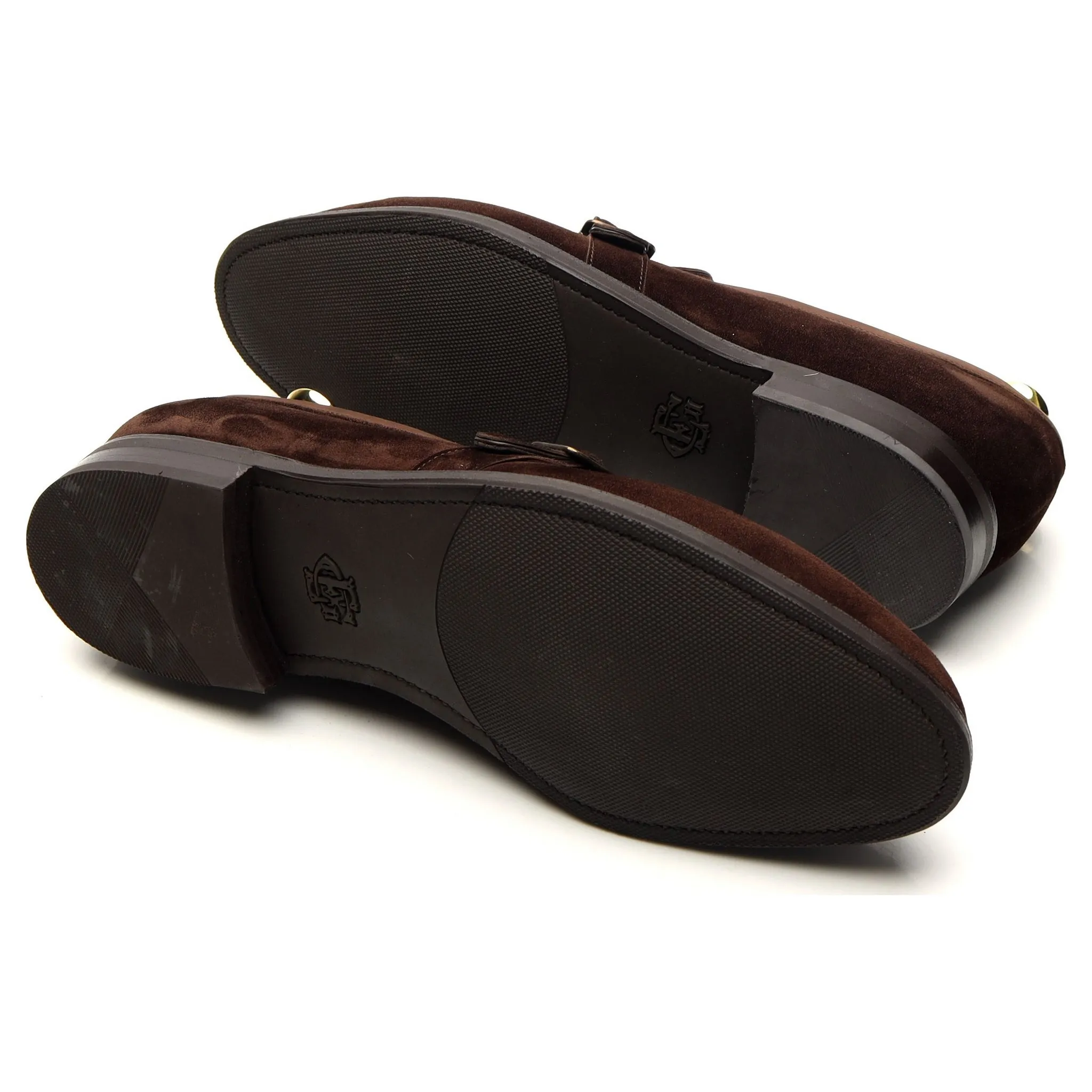 'Bath' Dark Brown Suede Monk Strap Loafers UK 8.5 E