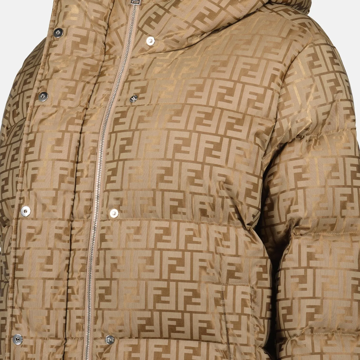 Beige Nylon Puffer Jacket