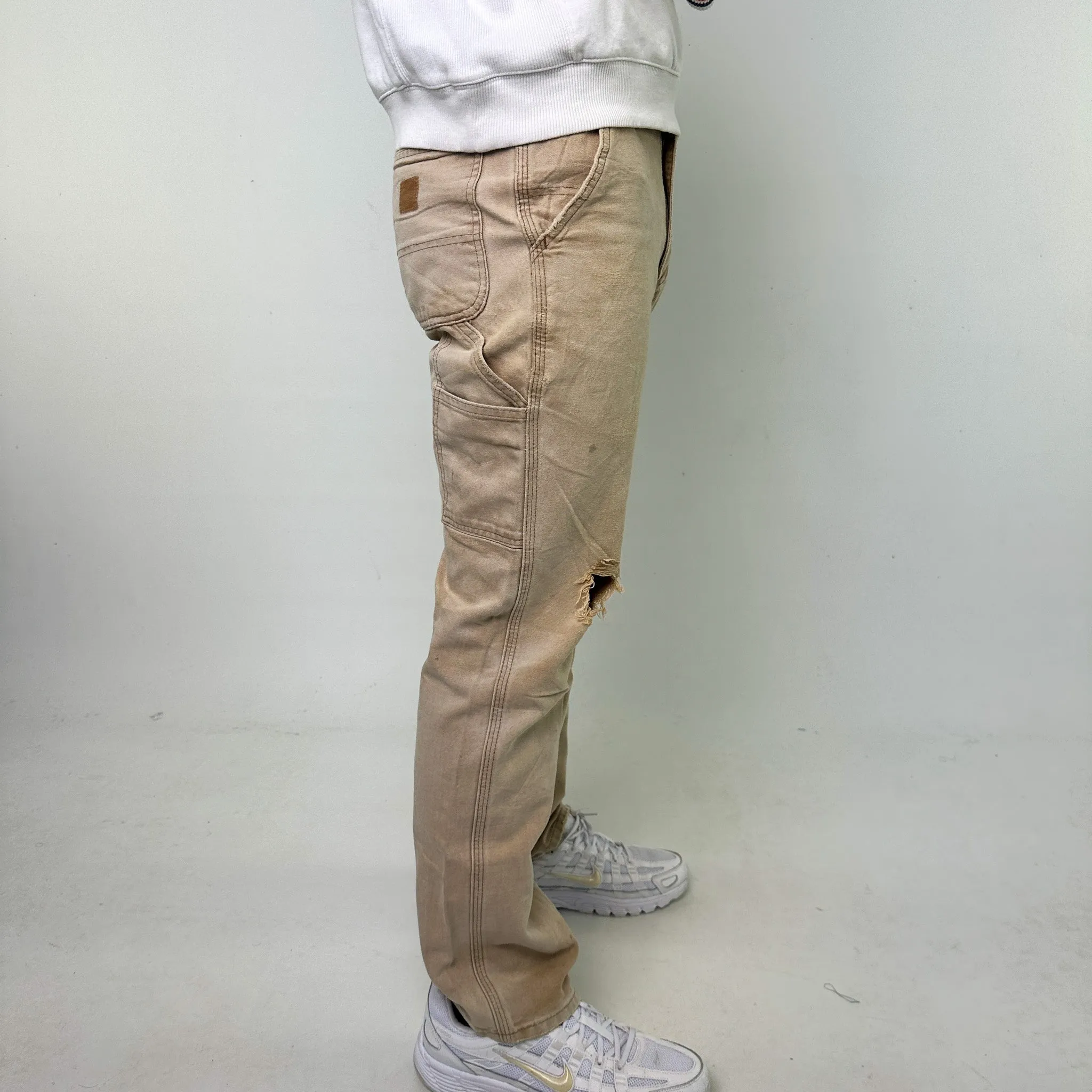 Beige Tan 90s Carhartt Cargo Skater Trousers Pants Jeans (32x32)