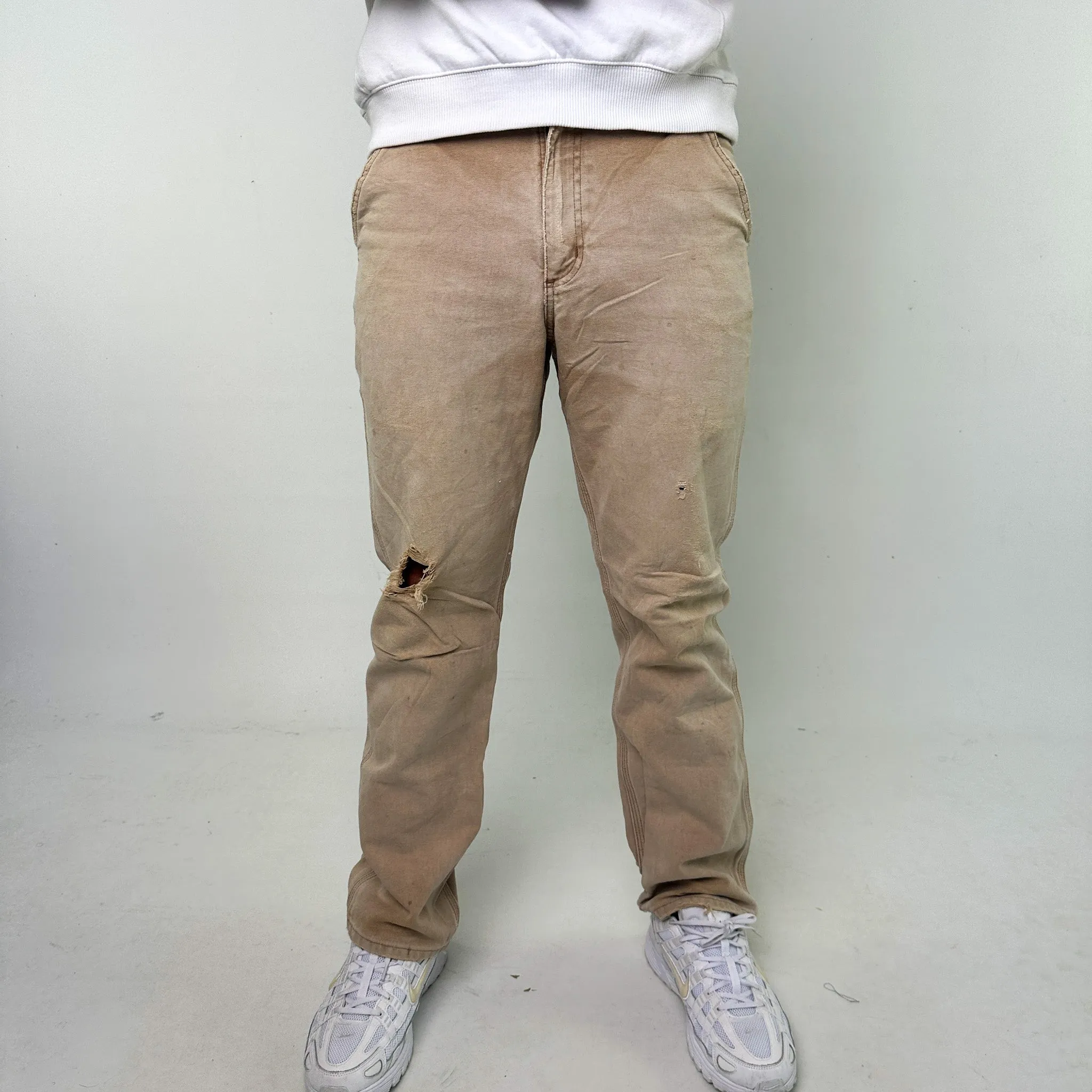 Beige Tan 90s Carhartt Cargo Skater Trousers Pants Jeans (32x32)