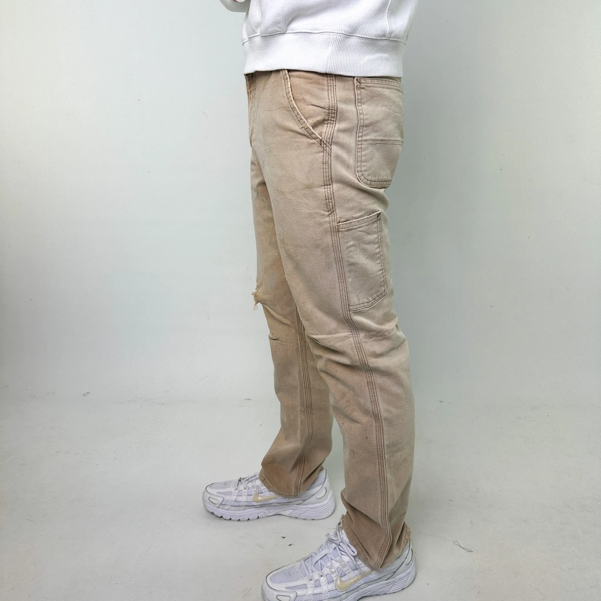 Beige Tan 90s Carhartt Cargo Skater Trousers Pants Jeans (32x32)