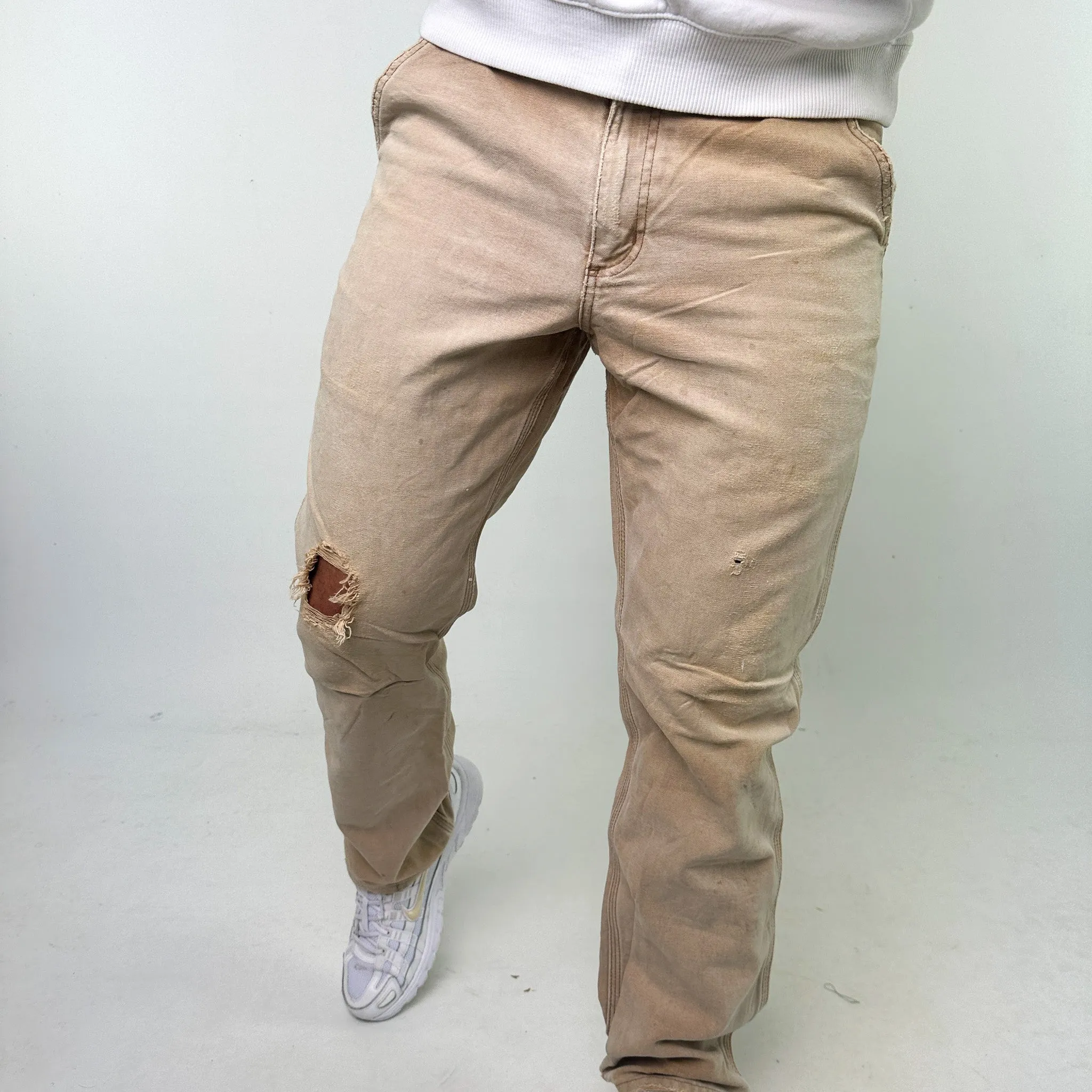 Beige Tan 90s Carhartt Cargo Skater Trousers Pants Jeans (32x32)