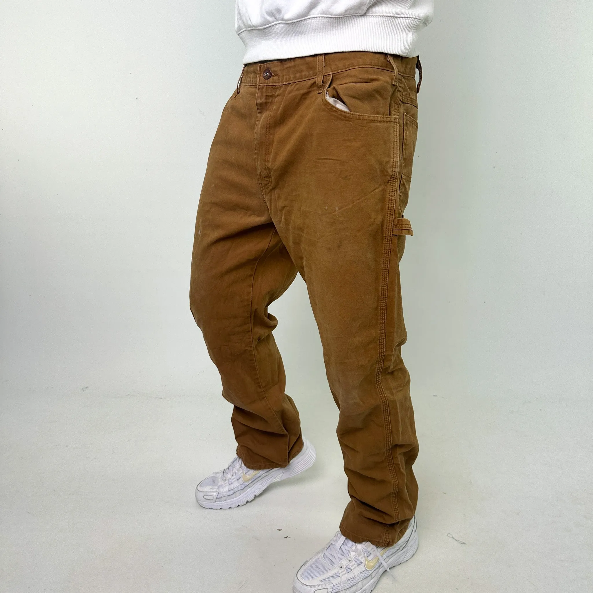 Beige Tan 90s Dickies Cargo Skater Trousers Pants Jeans (36x30)