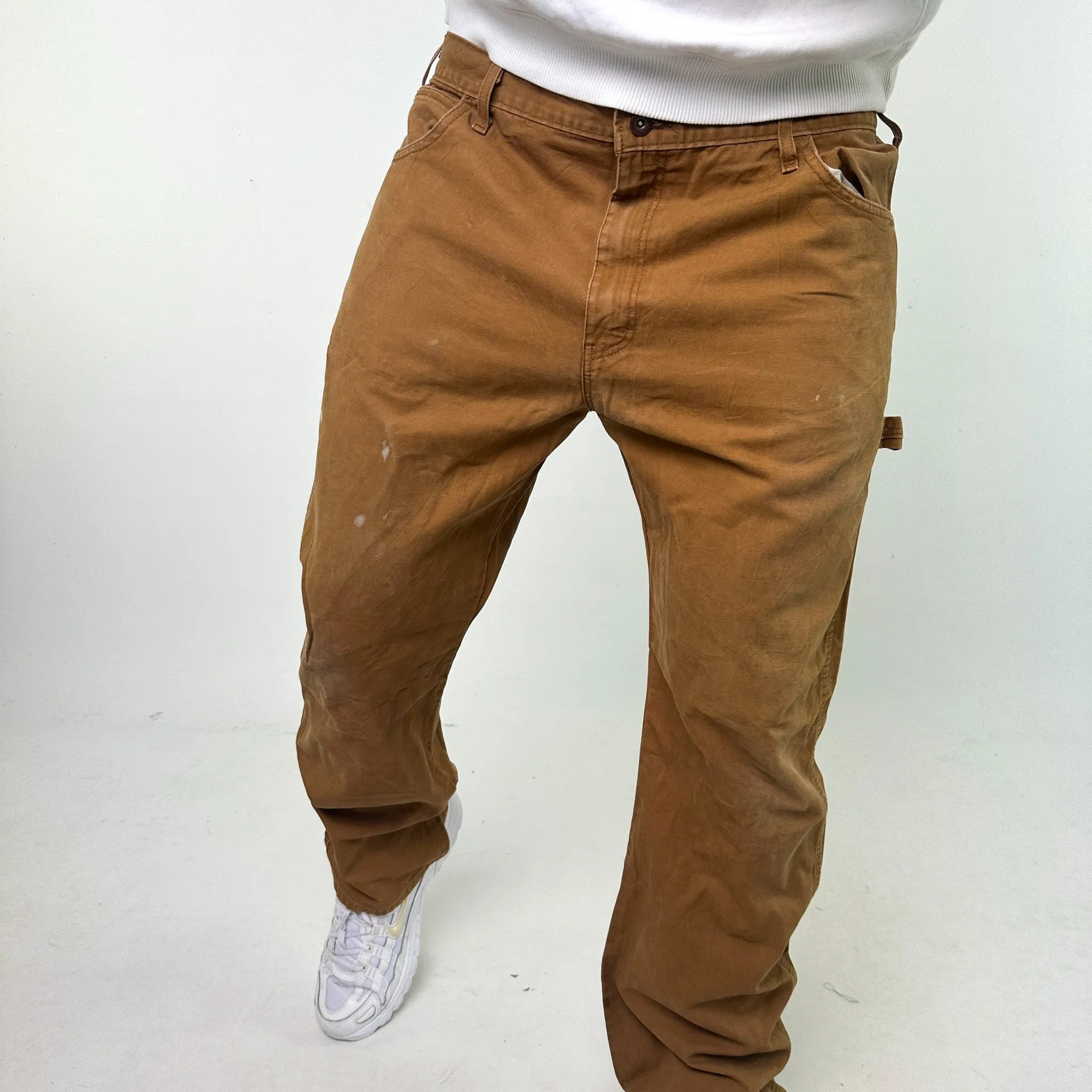 Beige Tan 90s Dickies Cargo Skater Trousers Pants Jeans (36x30)