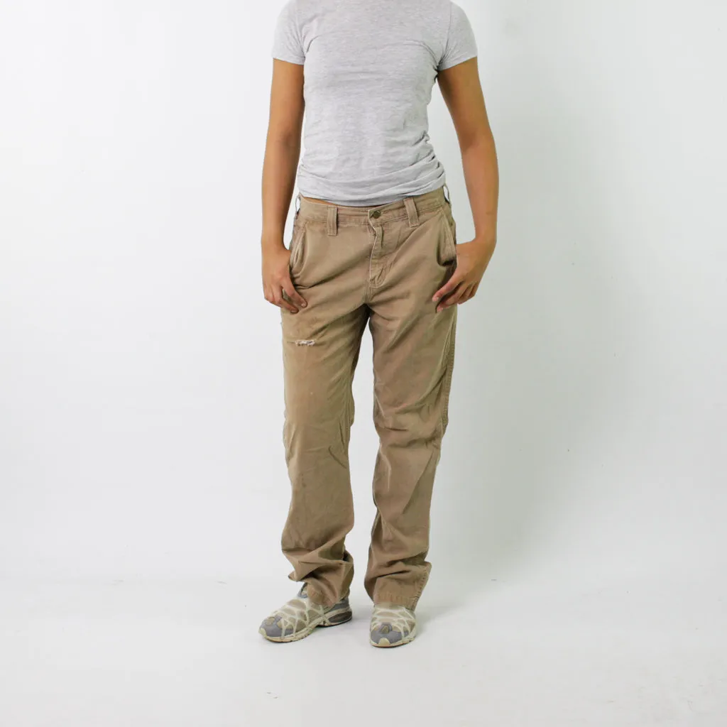 Beige Tan y2ks Carhartt Cargo Skater Trousers Pants Jeans (32x34)