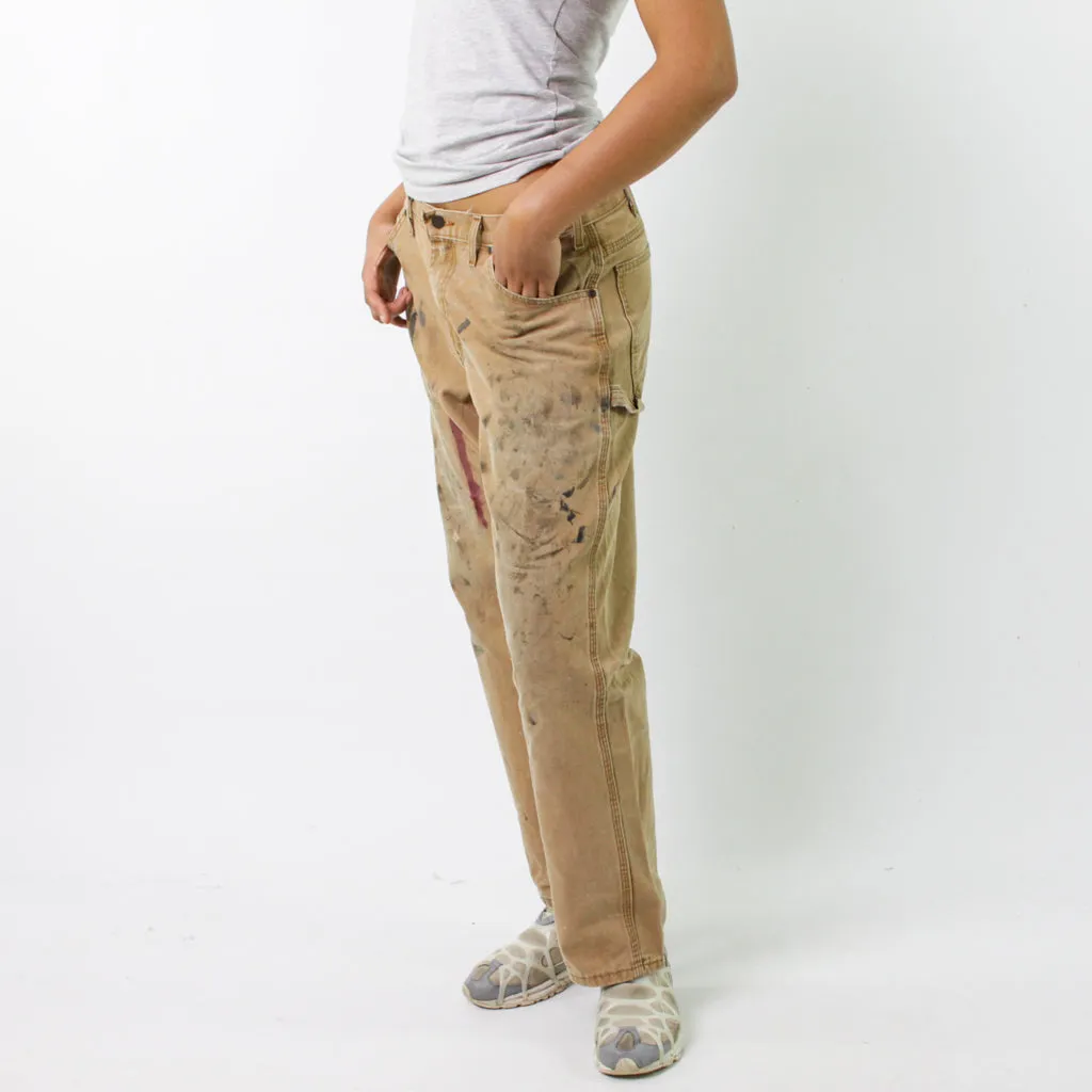 Beige Tan y2ks Dickies Cargo Skater Trousers Pants Jeans (33x30)