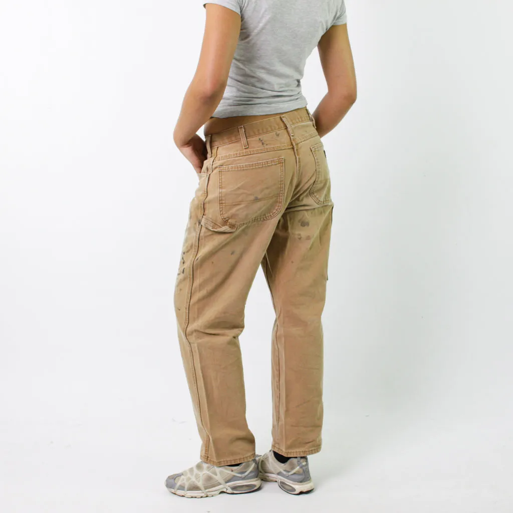 Beige Tan y2ks Dickies Cargo Skater Trousers Pants Jeans (33x30)