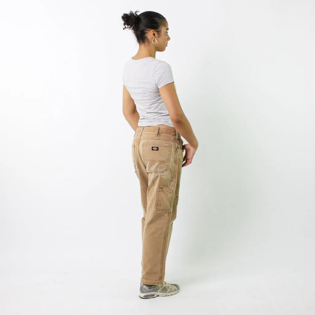 Beige Tan y2ks Dickies Cargo Skater Trousers Pants Jeans (33x30)