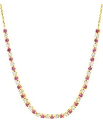 Belk & Co 1/2 ct. t.w. Lab Grown Diamond and Lab Grown Ruby Tennis Necklace in 10K Yellow Gold