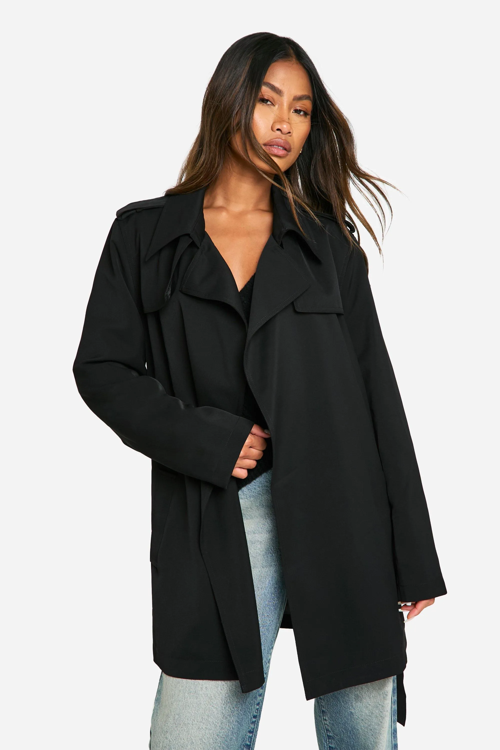 Belted Short Trench Coat