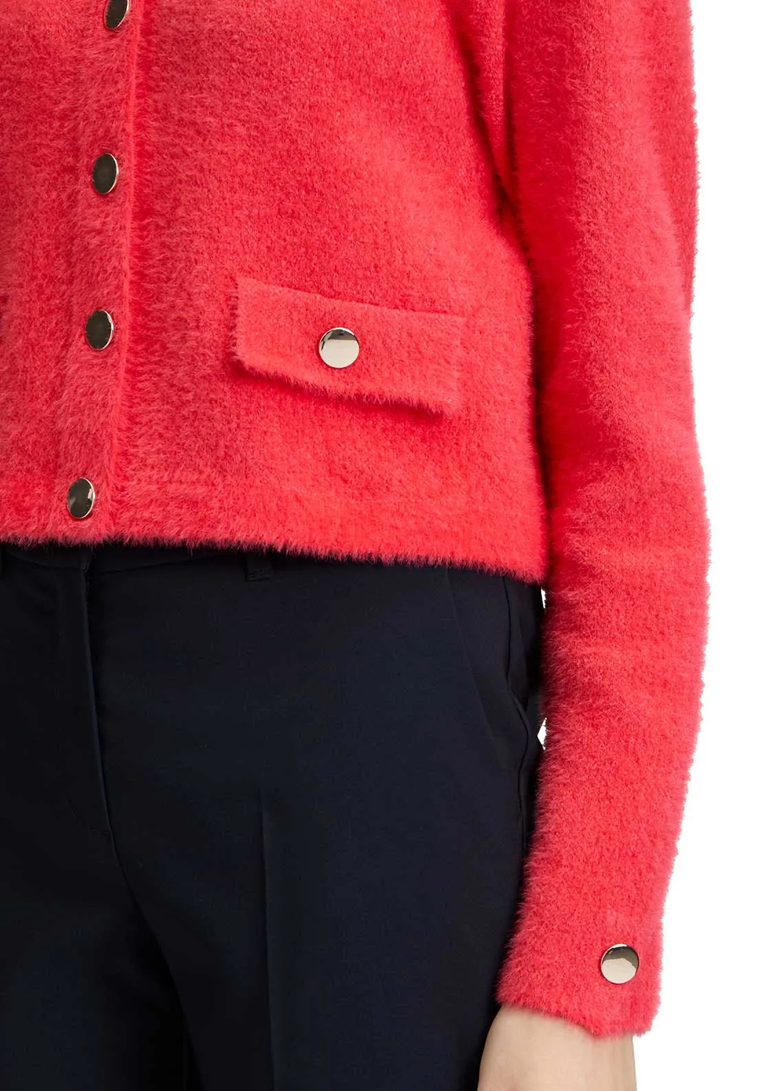 Betty Barclay Fluffy Button Up Cardigan, Orange
