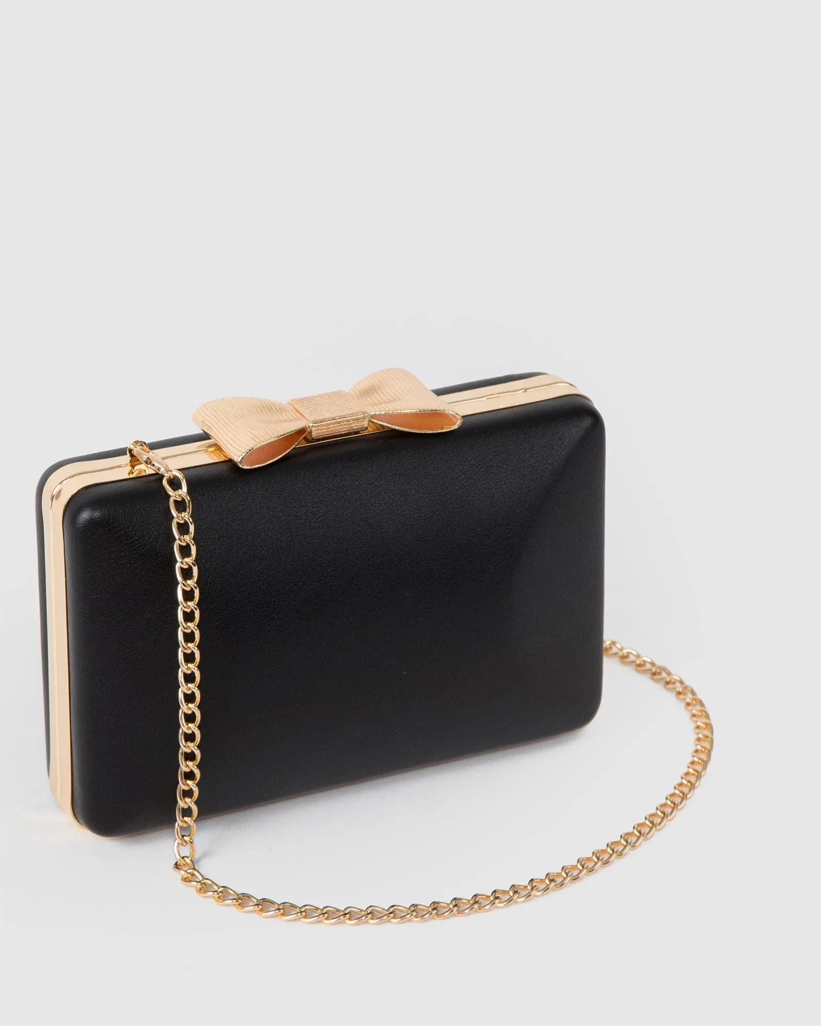 Black Maxine Bow Handle Clutch Bag