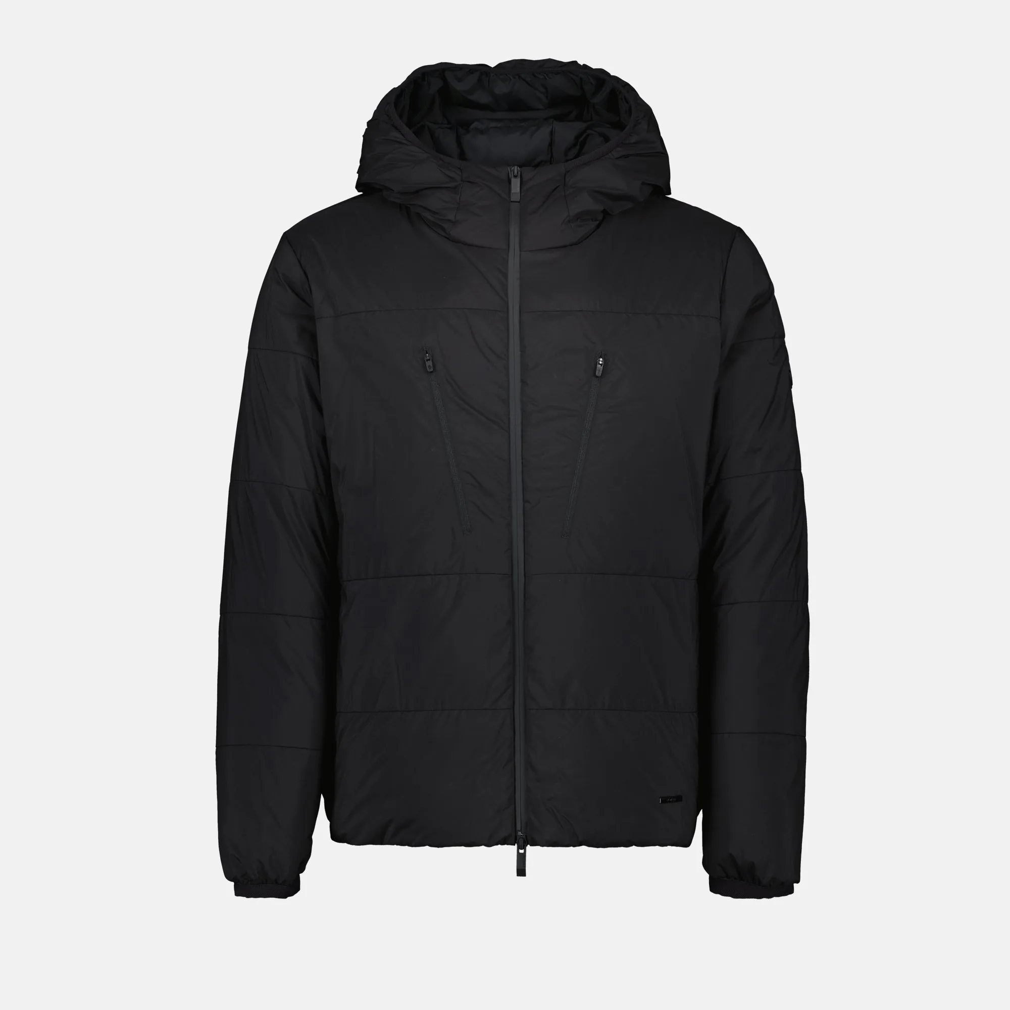 Black Nylon Puffer Jacket with Hoodie